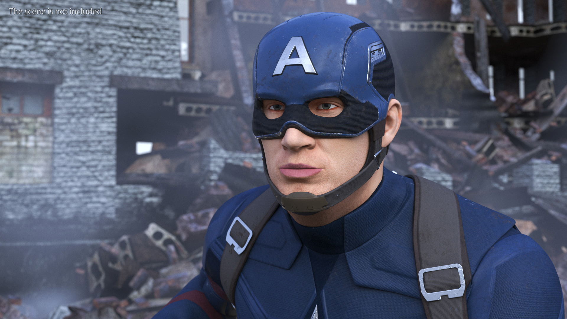 3D Character Captain America in Shabby Suit Rigged for Maya