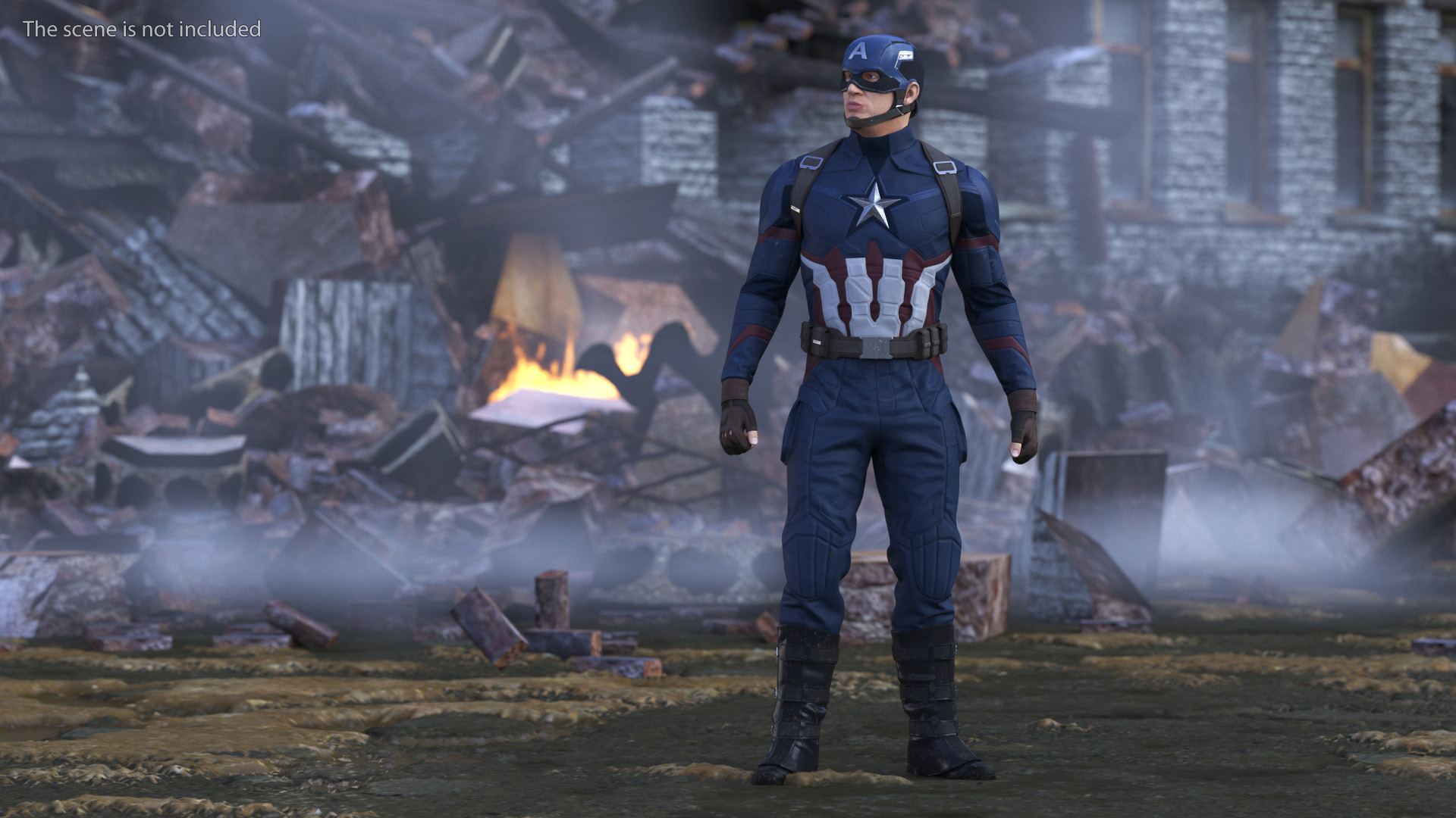 3D Character Captain America in Shabby Suit Rigged for Maya