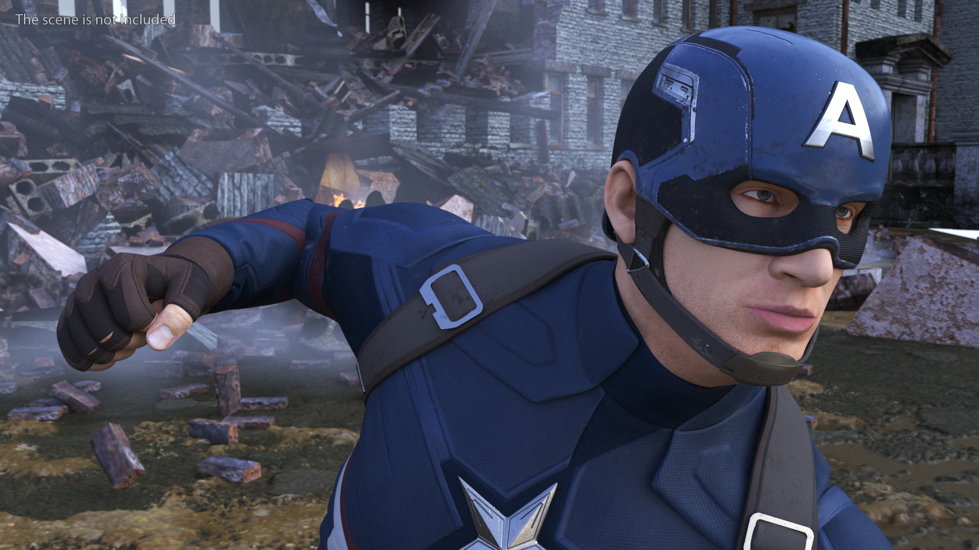 3D Character Captain America in Shabby Suit Rigged for Maya