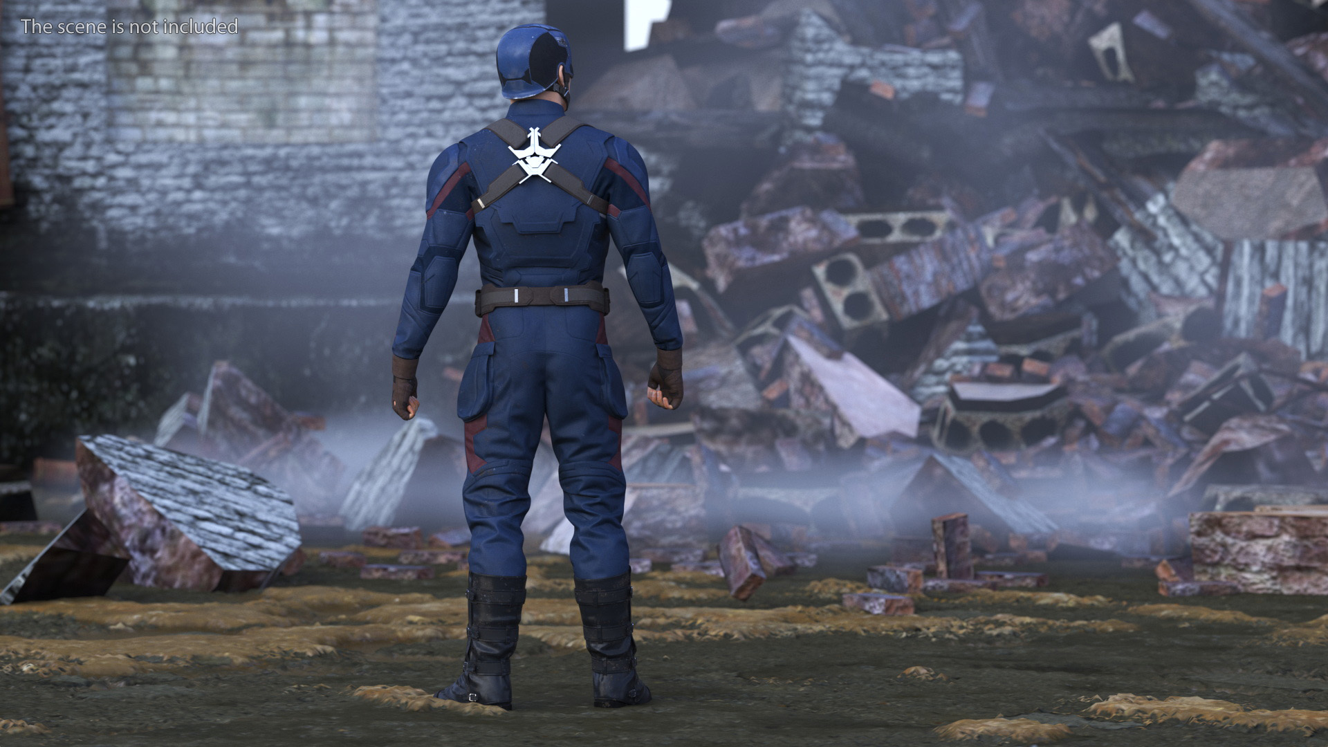 3D Character Captain America in Shabby Suit Rigged for Maya