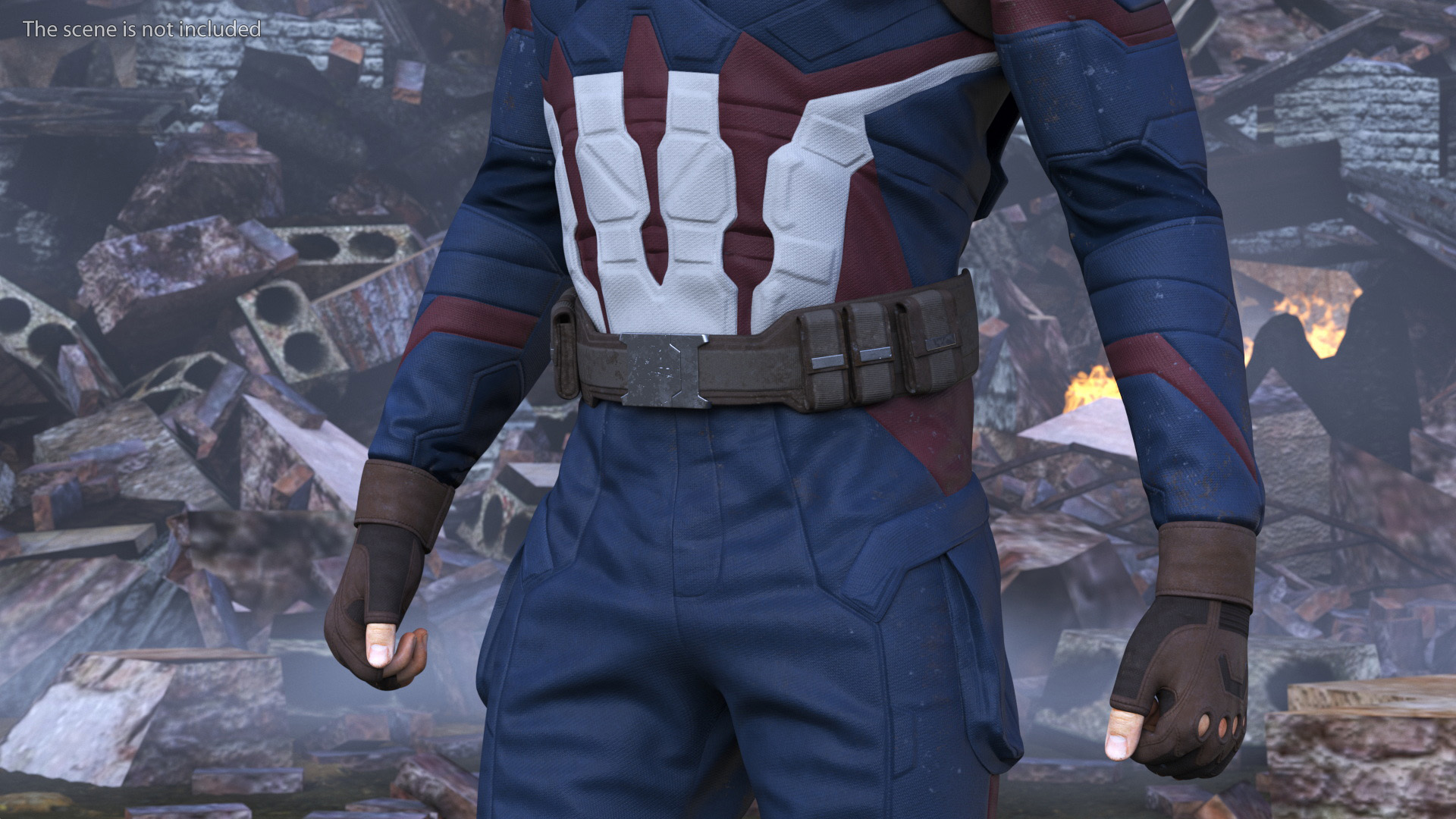 3D Character Captain America in Shabby Suit Rigged for Maya
