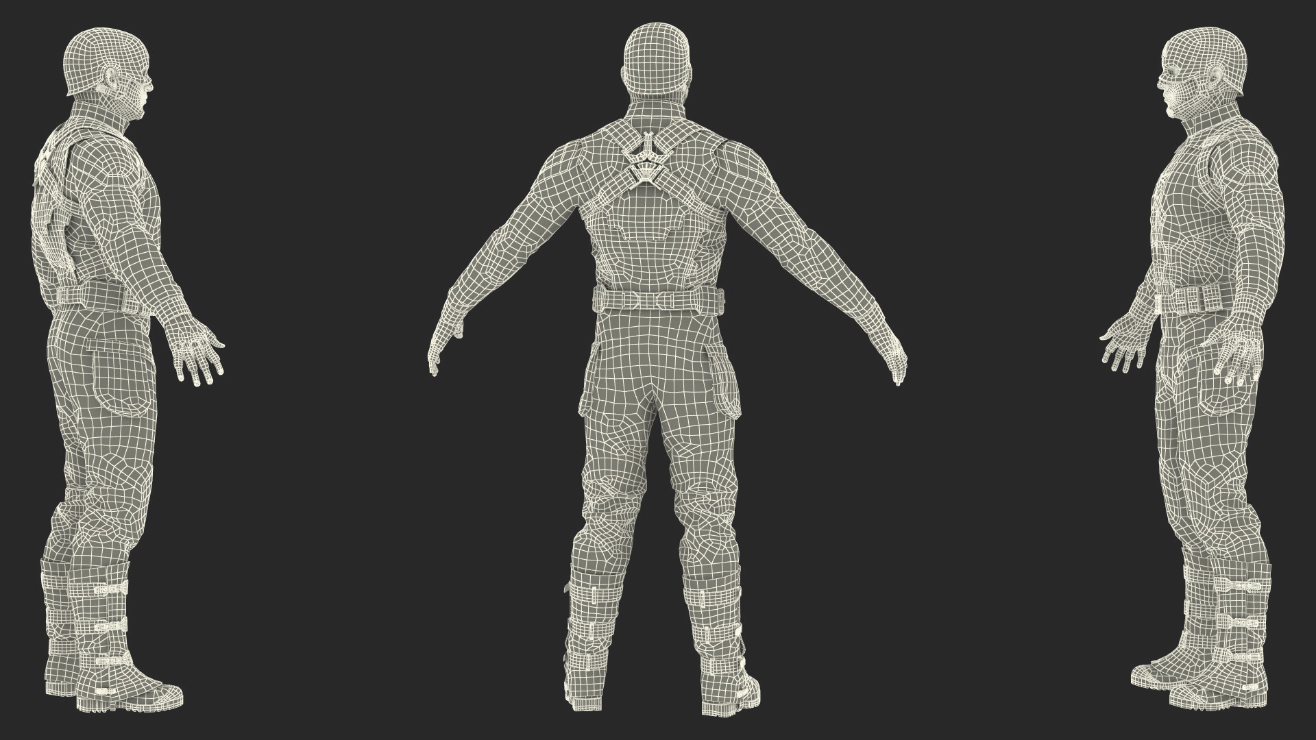 3D Character Captain America in Shabby Suit Rigged for Maya