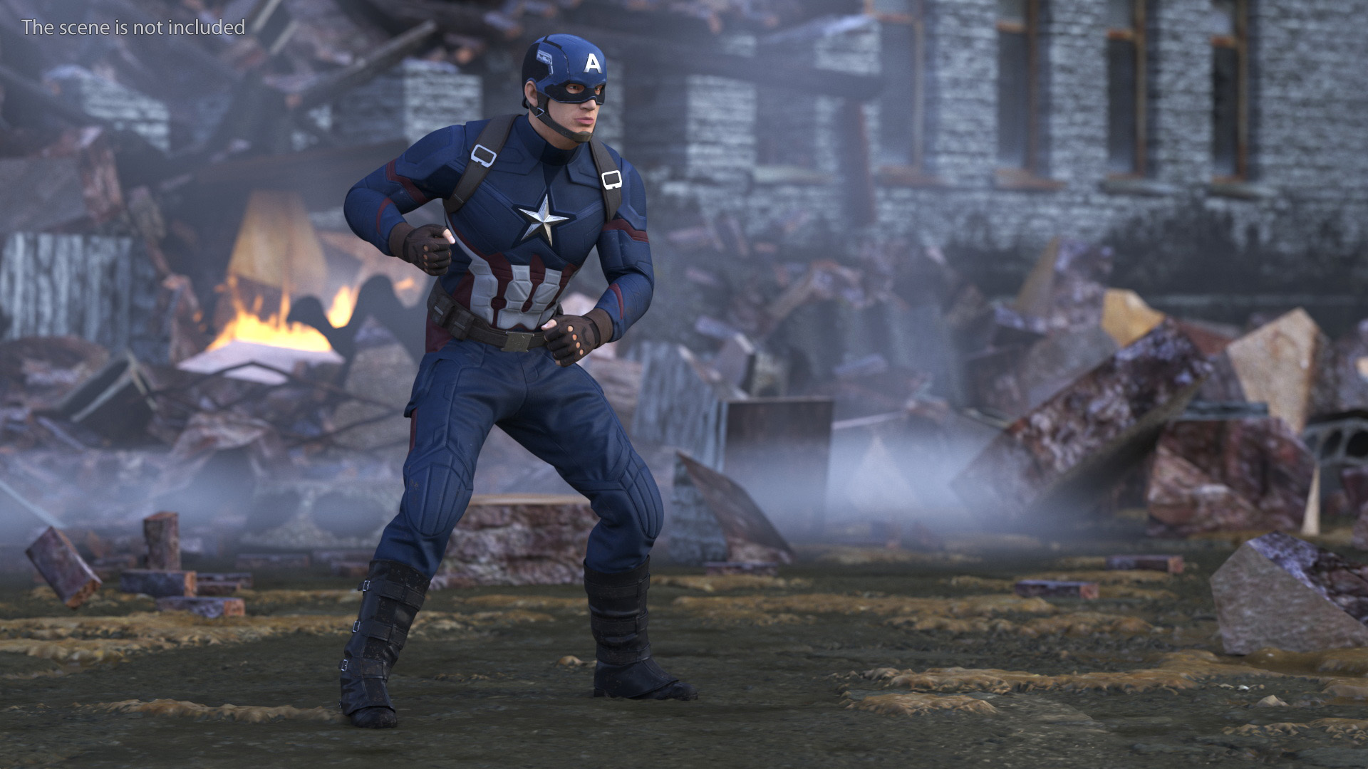 3D Character Captain America in Shabby Suit Rigged for Maya