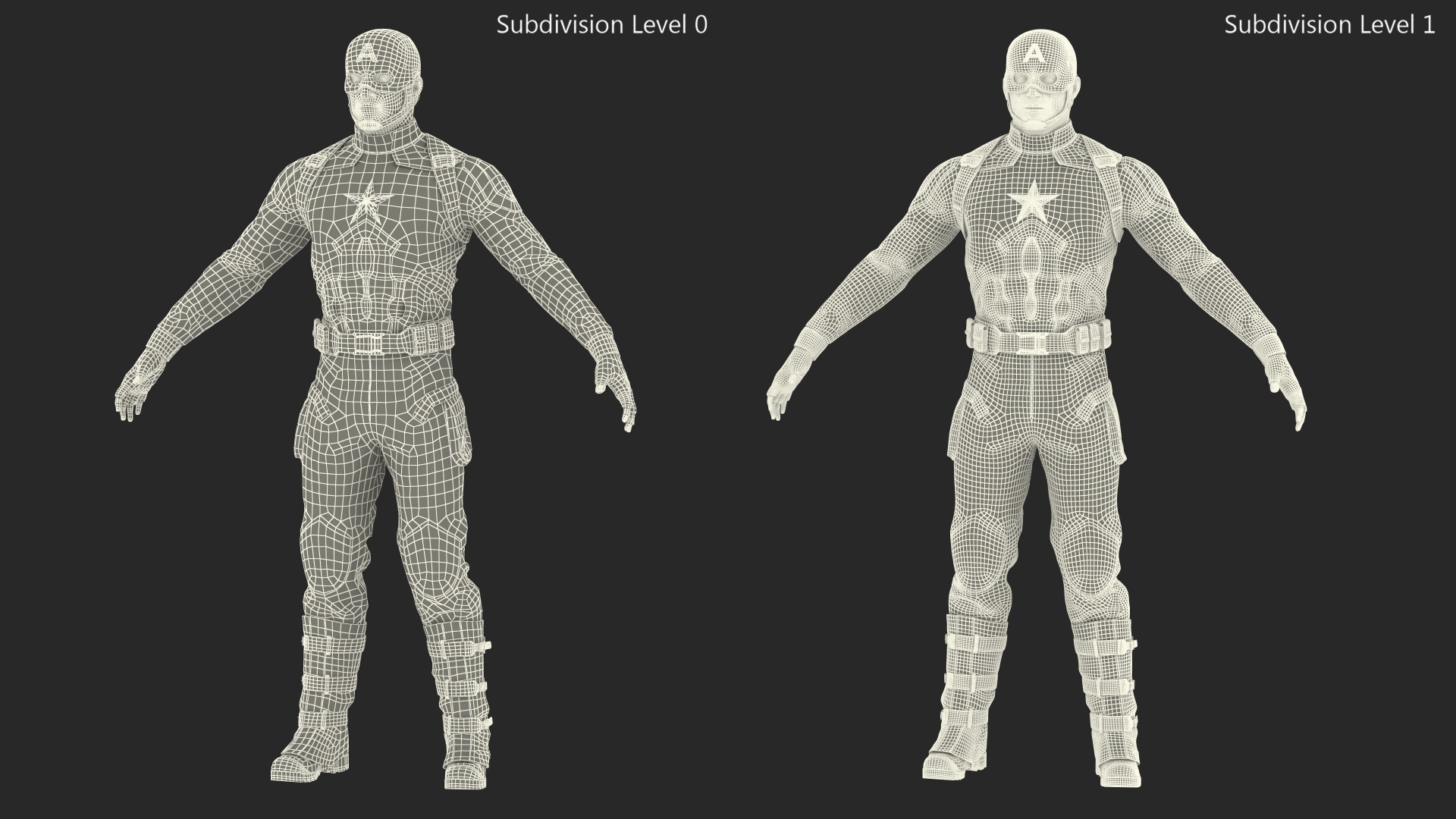 3D Character Captain America in Shabby Suit Rigged for Maya