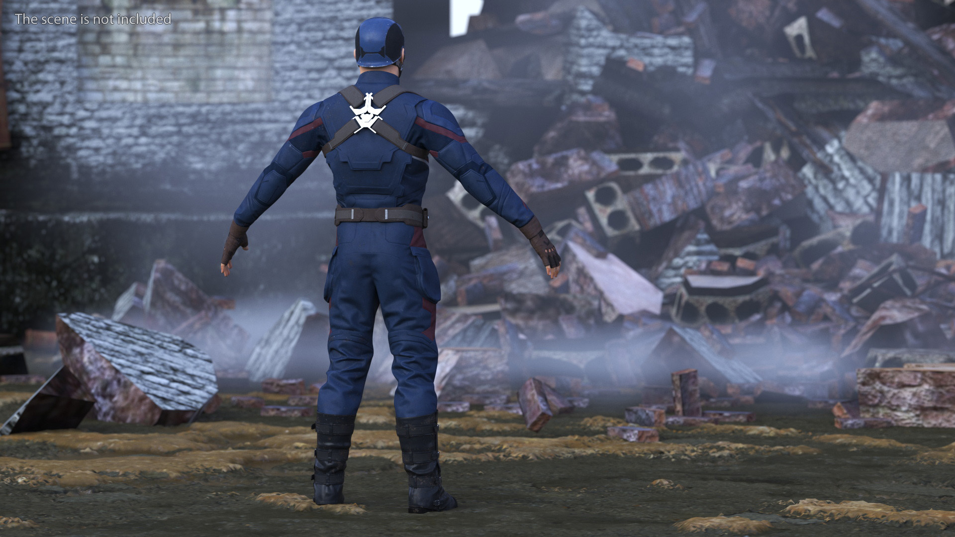 3D Character Captain America in Shabby Suit Rigged for Maya
