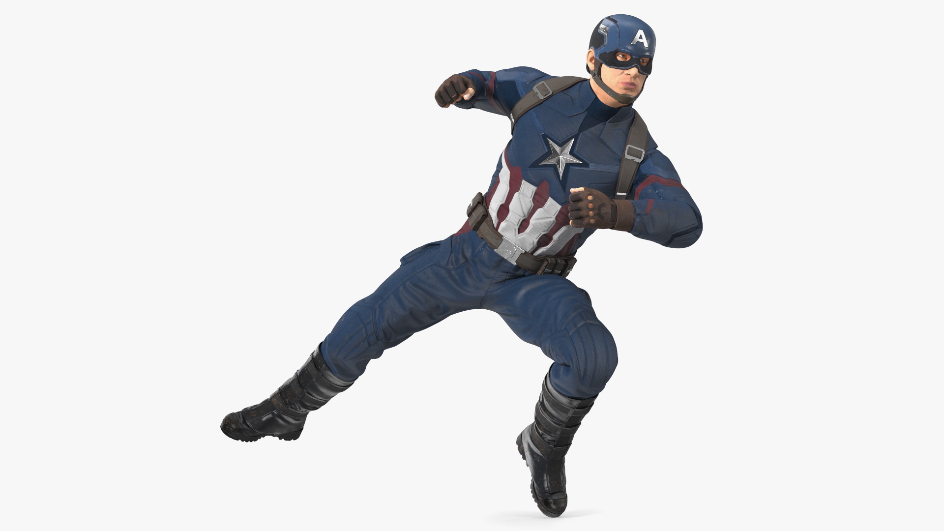 3D Character Captain America in Shabby Suit Rigged for Maya
