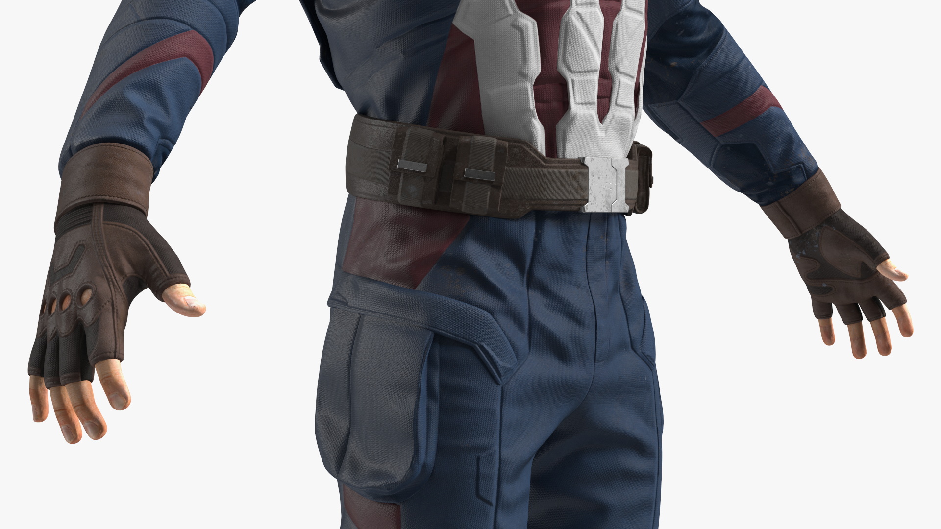 3D Character Captain America in Shabby Suit Rigged for Maya