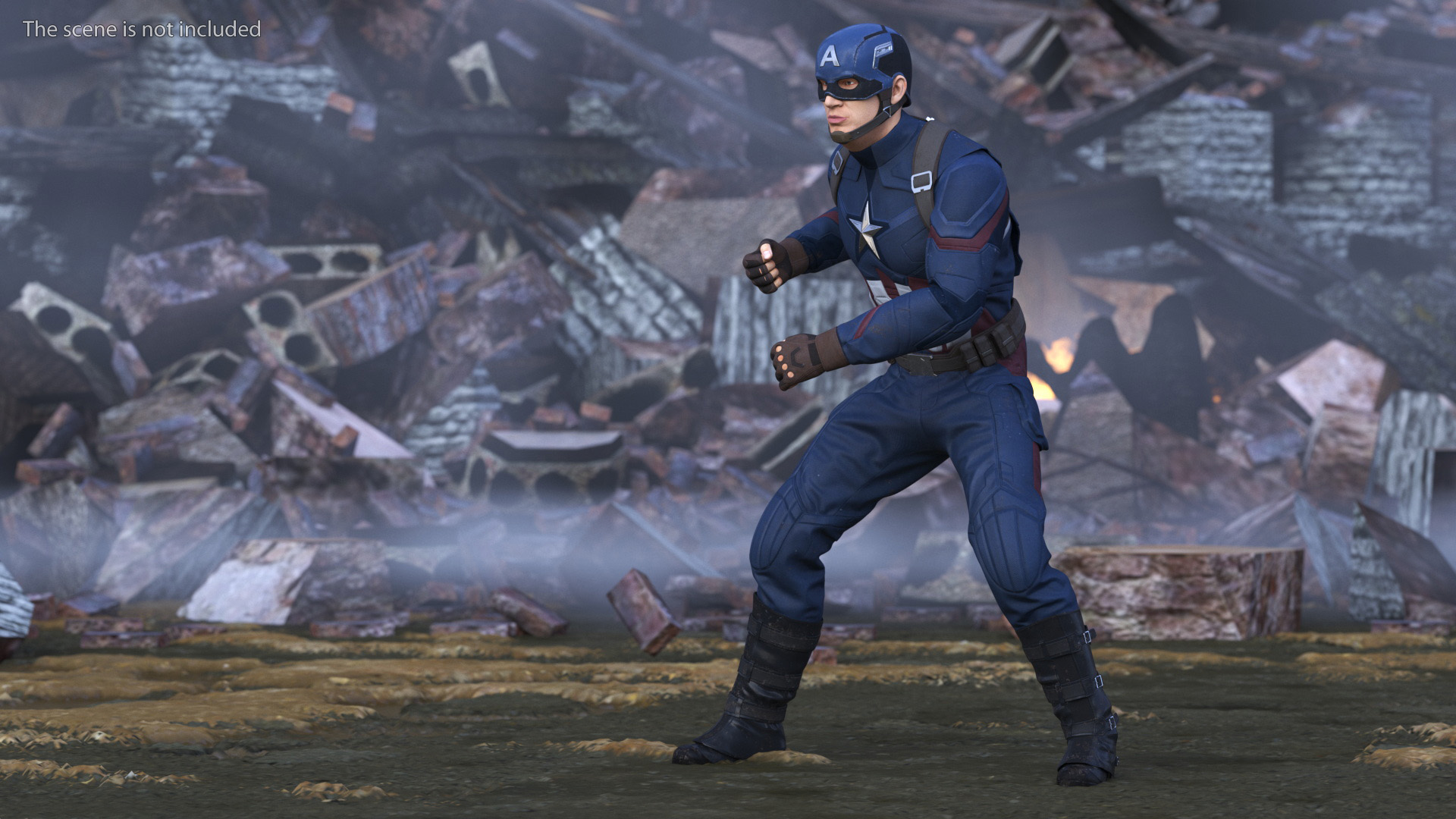 3D Character Captain America in Shabby Suit Rigged for Maya