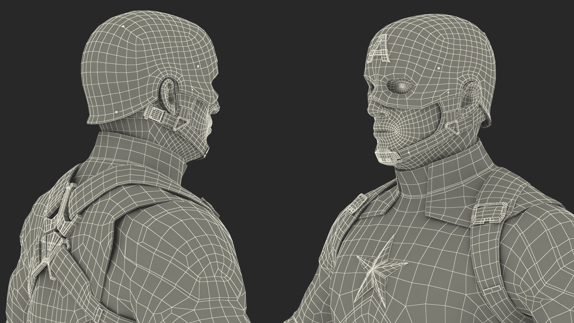 3D Character Captain America in Shabby Suit Rigged for Maya