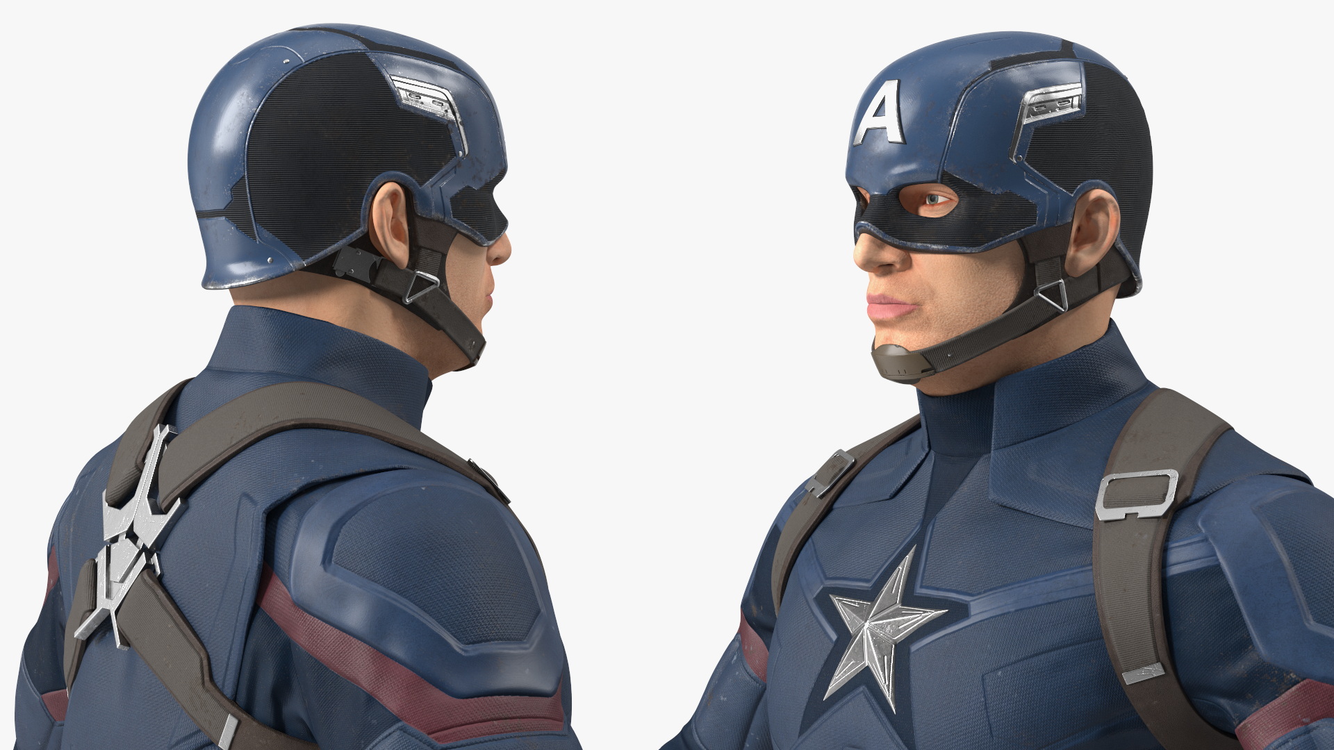 3D Character Captain America in Shabby Suit Rigged for Maya