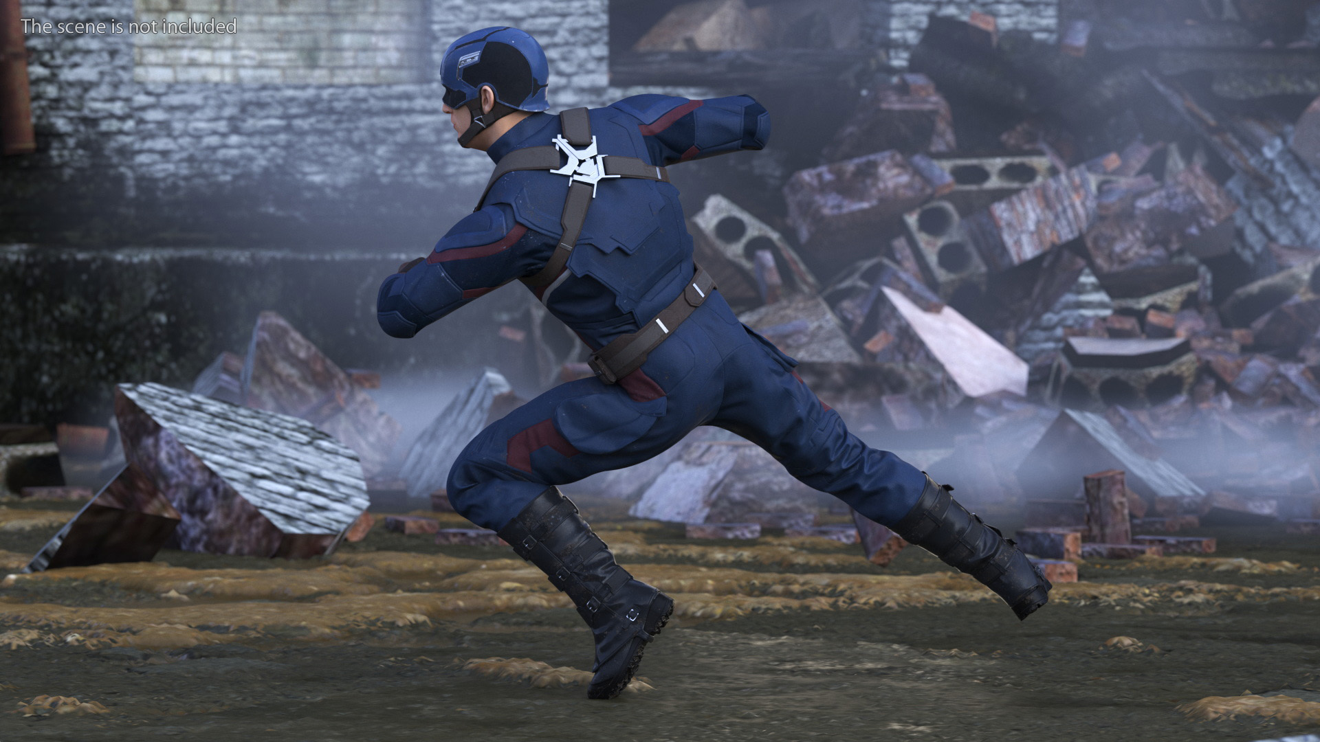 3D Character Captain America in Shabby Suit Rigged for Maya