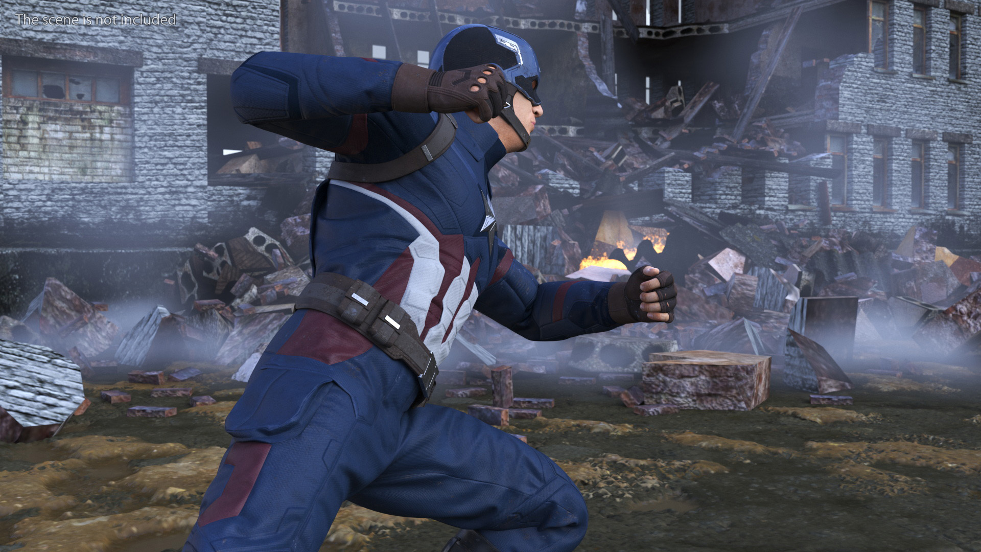 3D Character Captain America in Shabby Suit Rigged for Maya