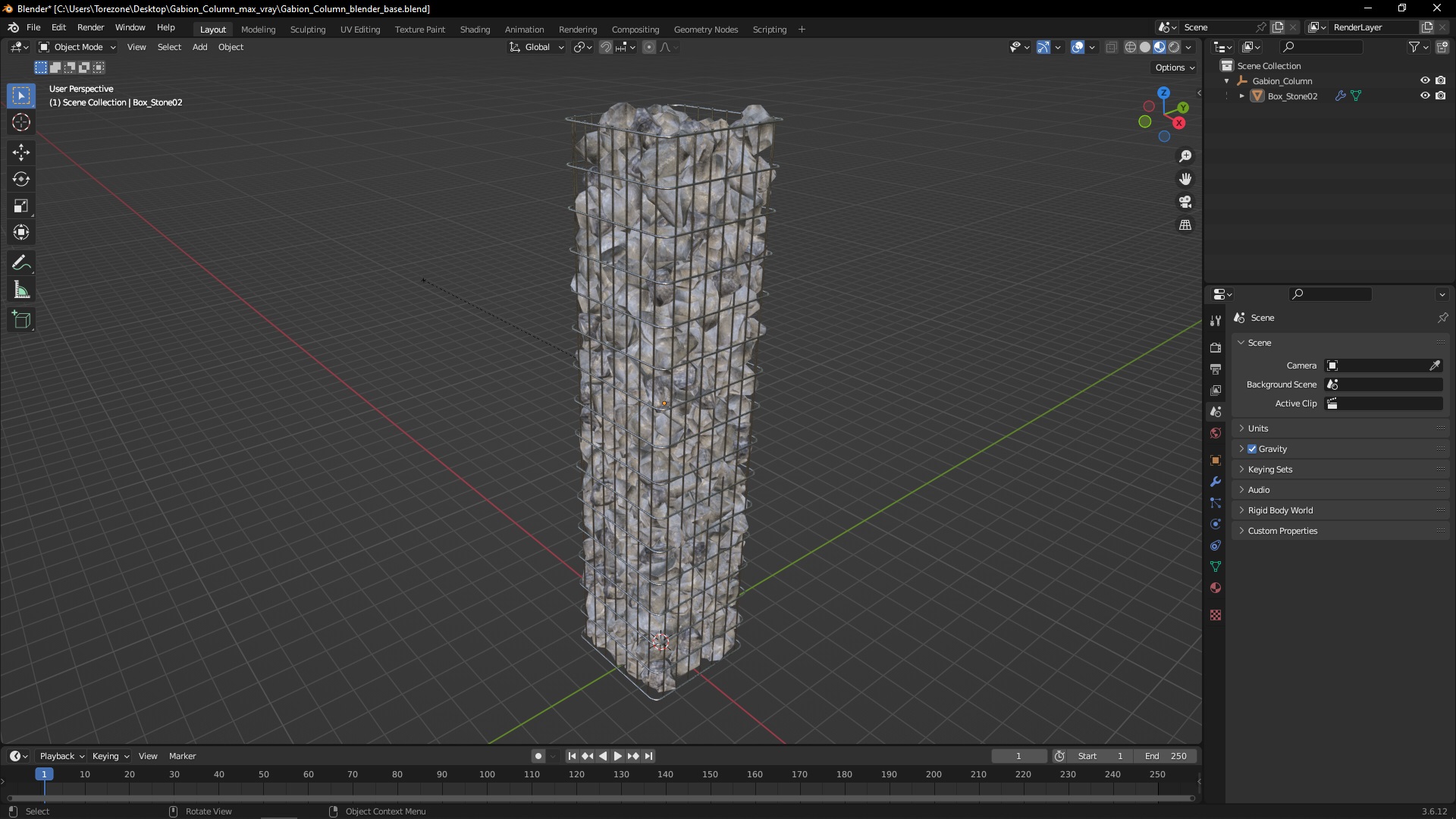 3D Gabion Column model