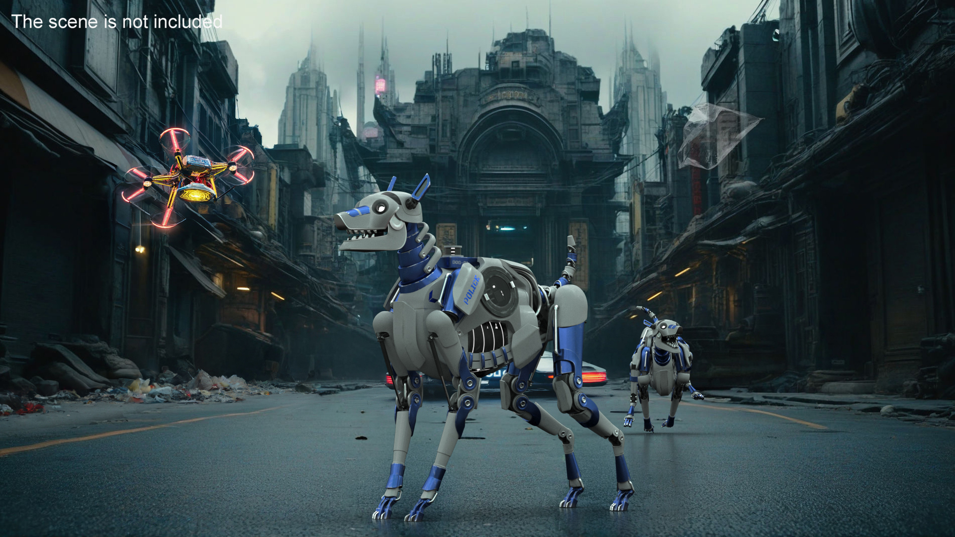 Futuristic Police Robot Dog 3D