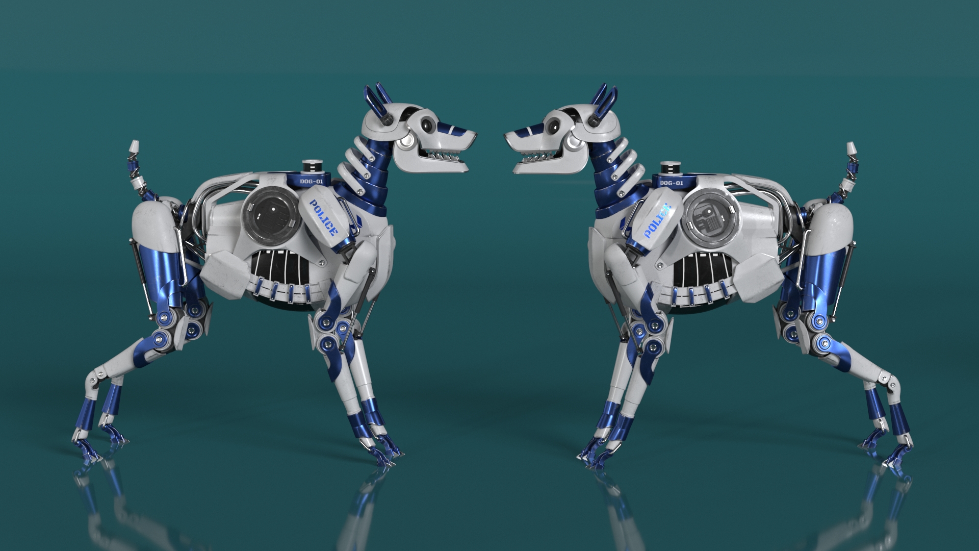 Futuristic Police Robot Dog 3D