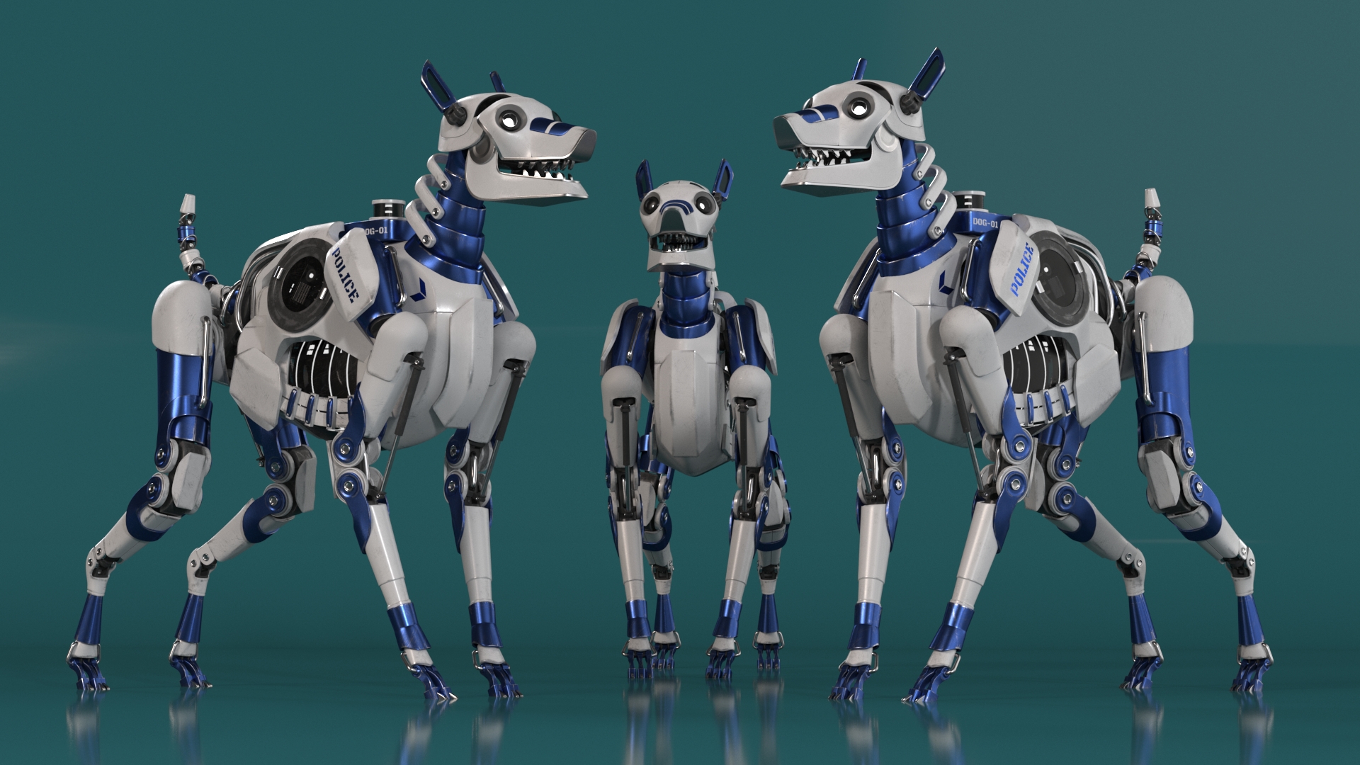 Futuristic Police Robot Dog 3D