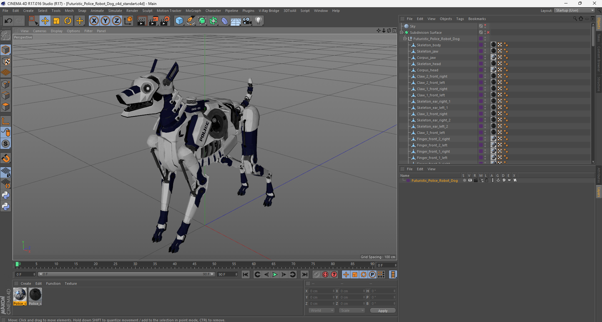 Futuristic Police Robot Dog 3D