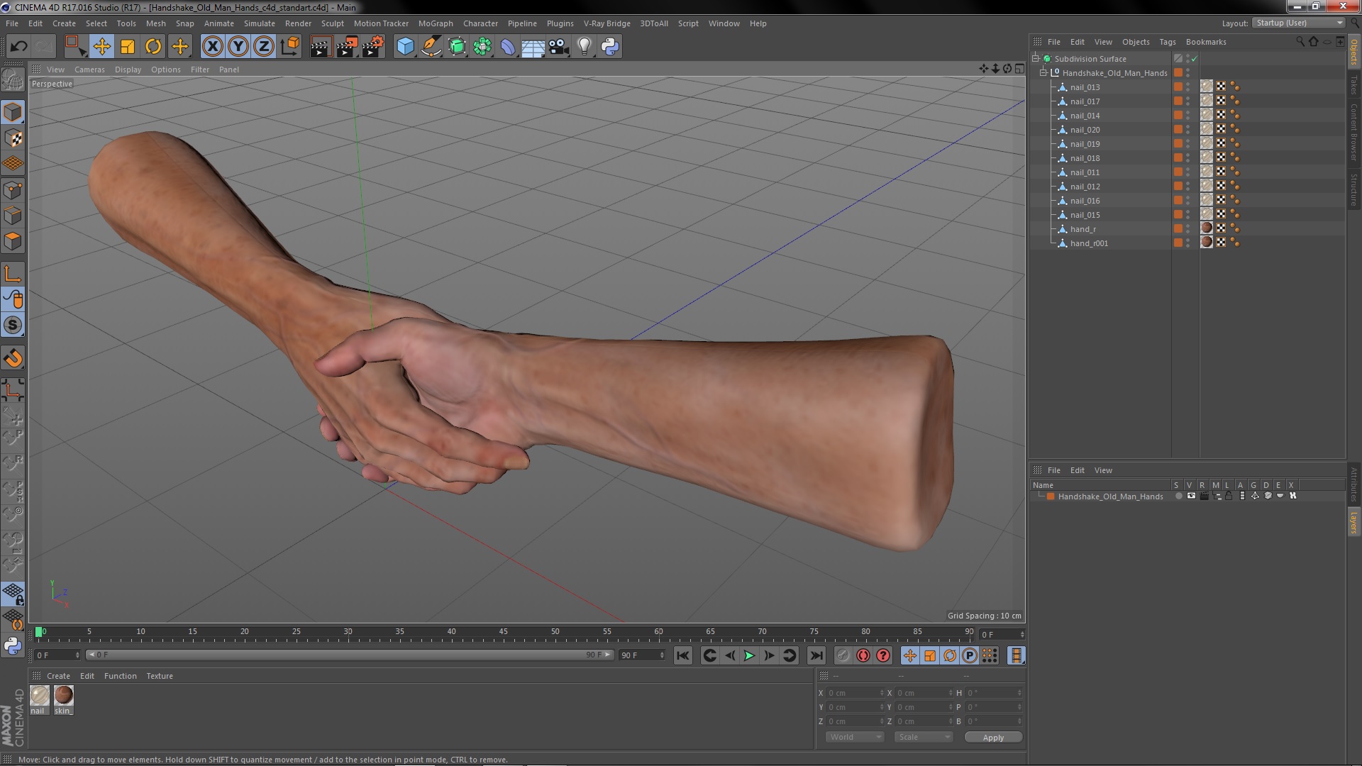 3D Handshake Old Man Hands model