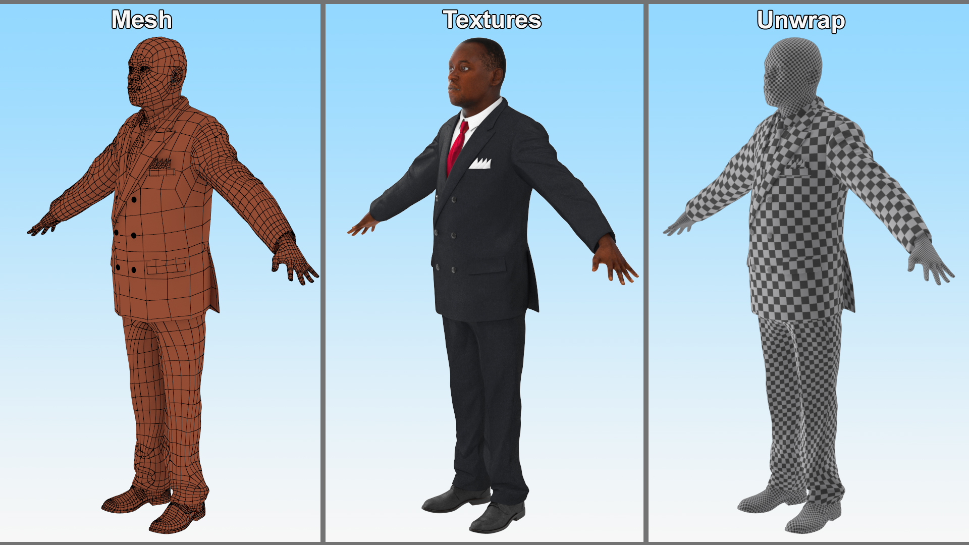 3D Handsome African American Businessman Rigged for Cinema 4D model
