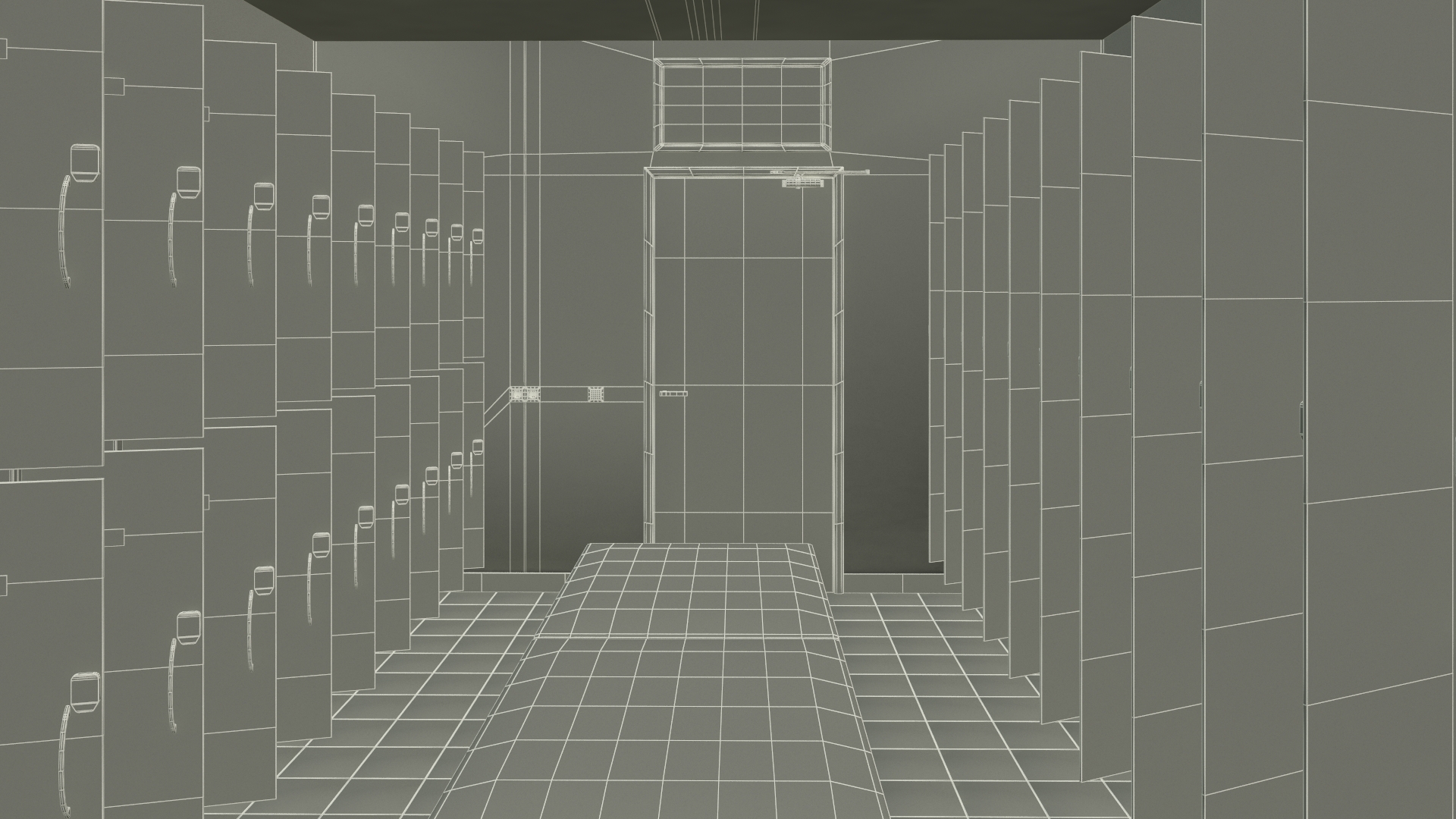 3D Modern Gym Locker Room Interior