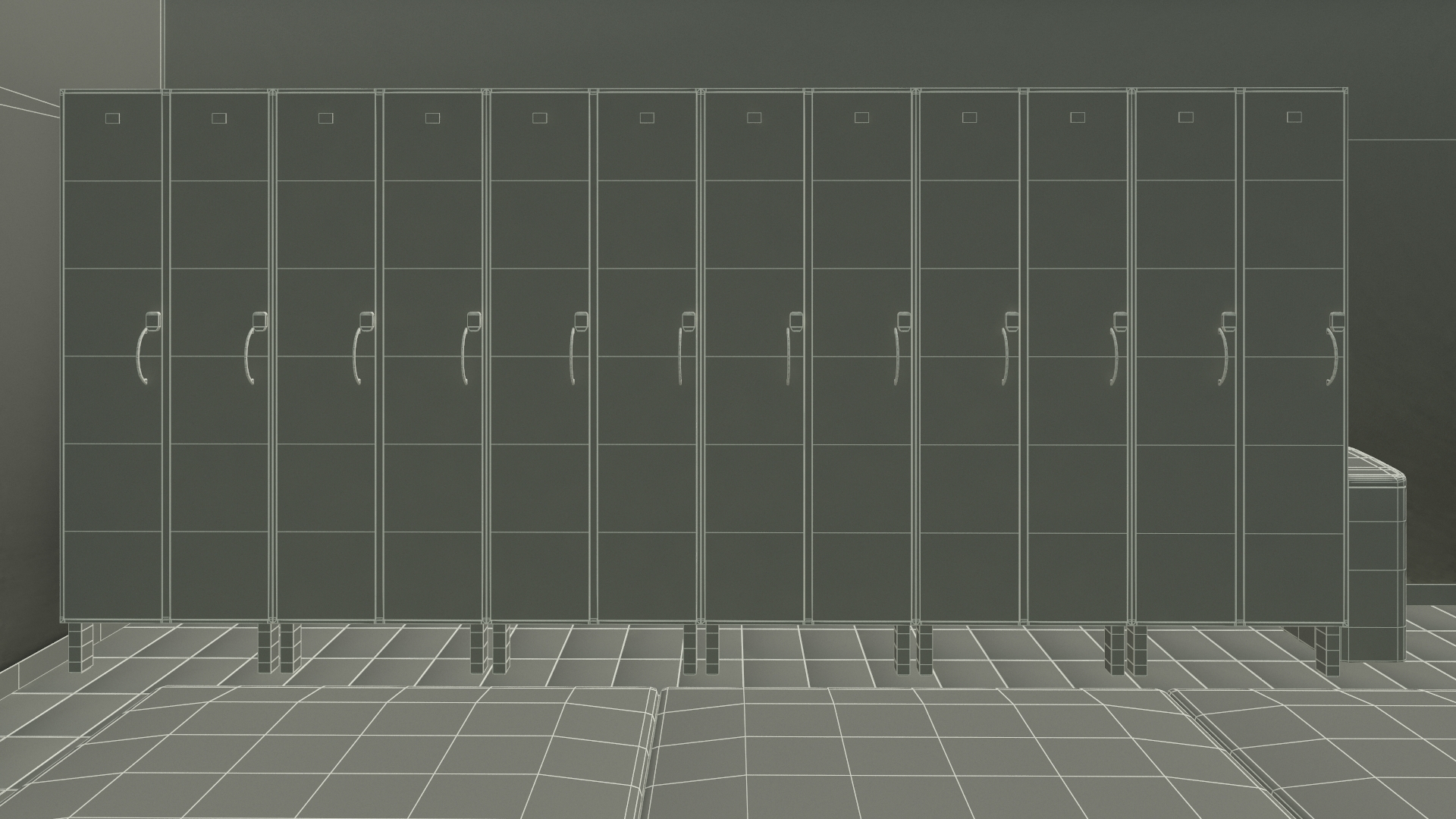 3D Modern Gym Locker Room Interior