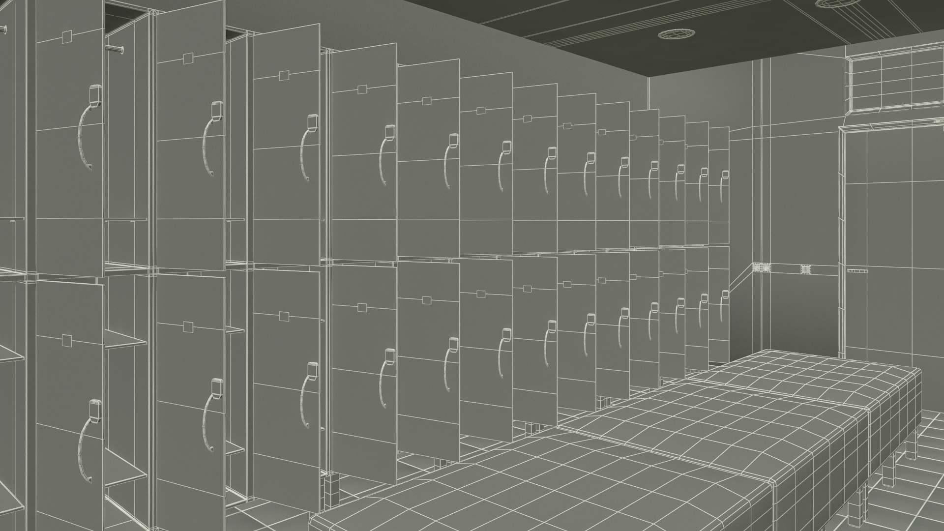 3D Modern Gym Locker Room Interior