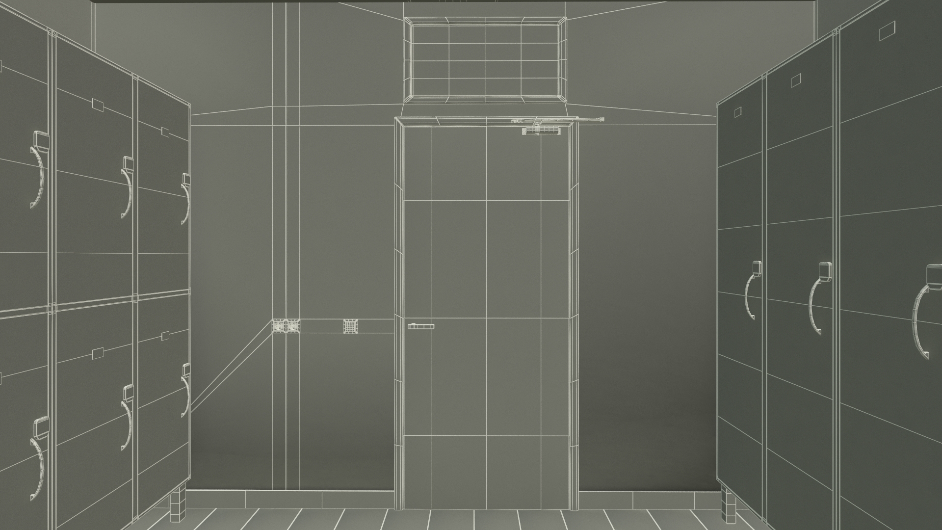 3D Modern Gym Locker Room Interior