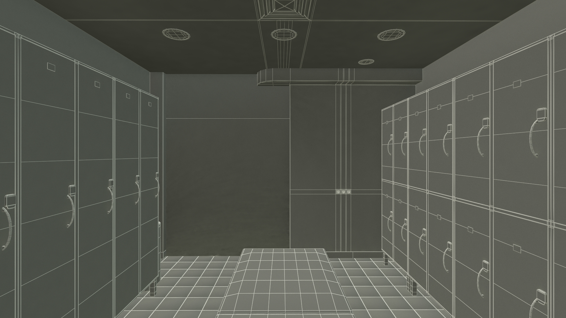 3D Modern Gym Locker Room Interior