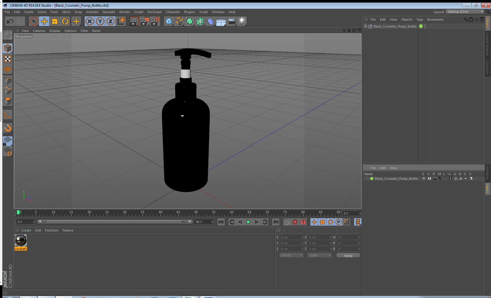 3D Black Cosmetic Pump Bottle