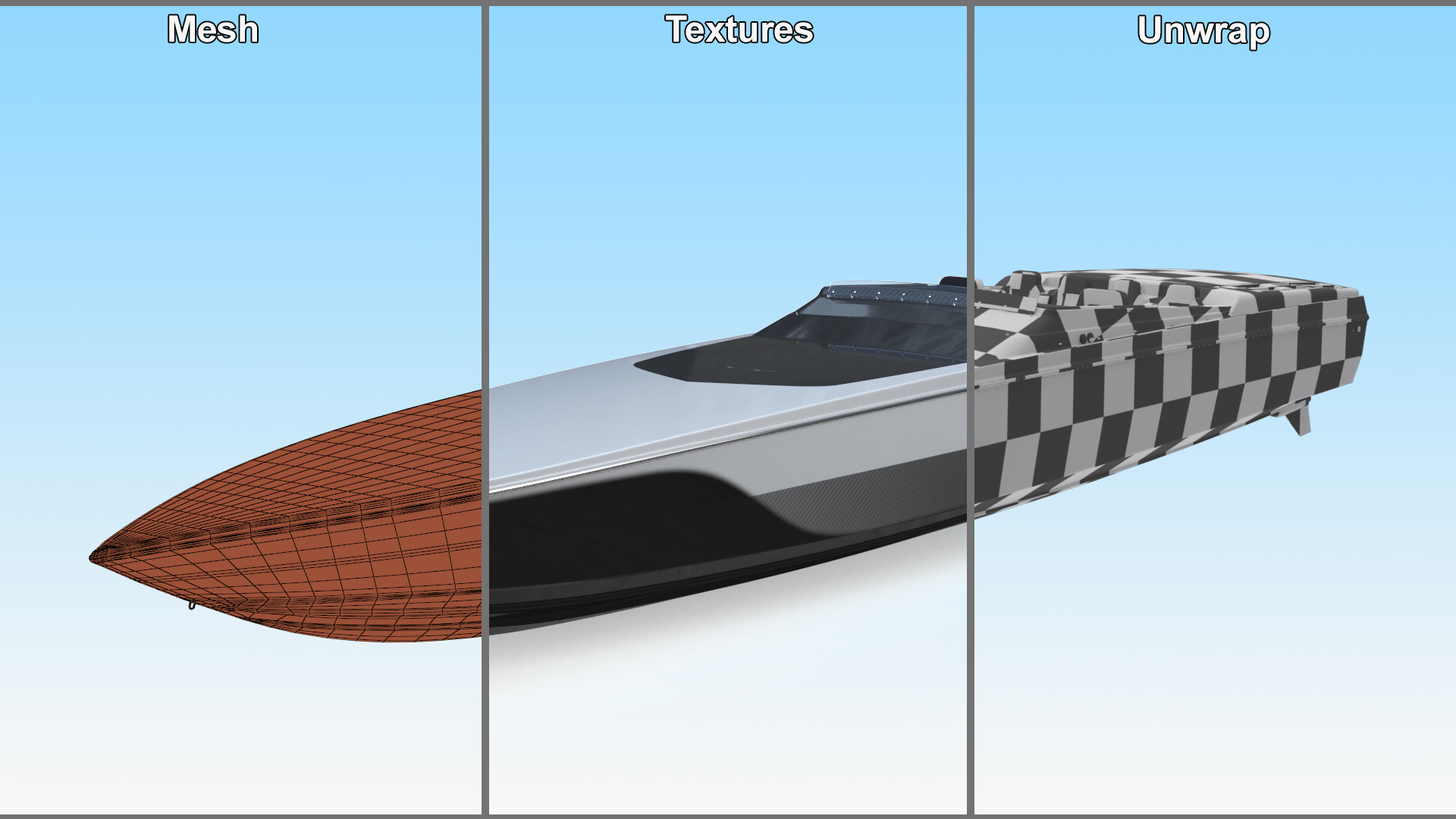 Speedboat Gray 3D model