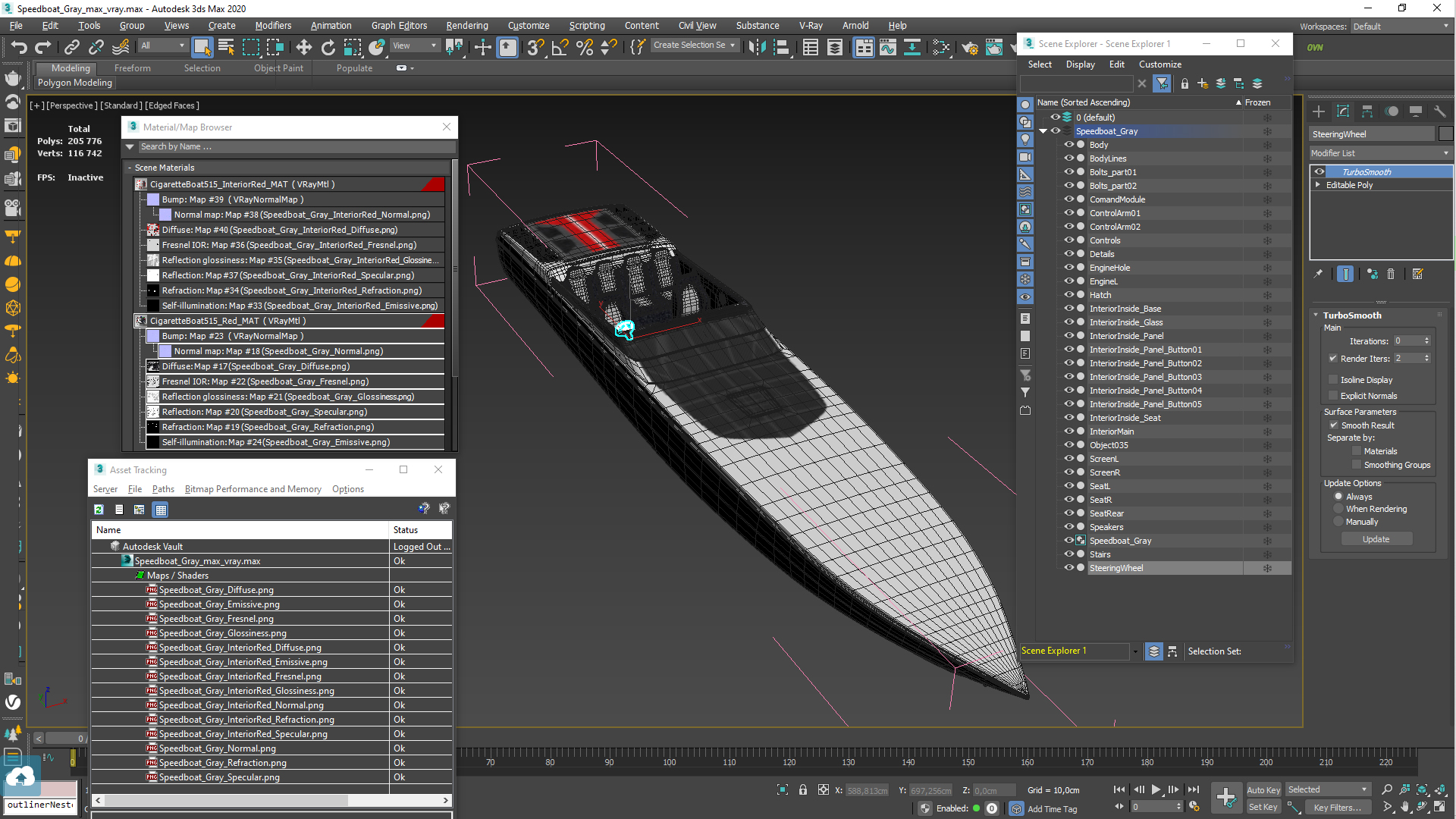 Speedboat Gray 3D model