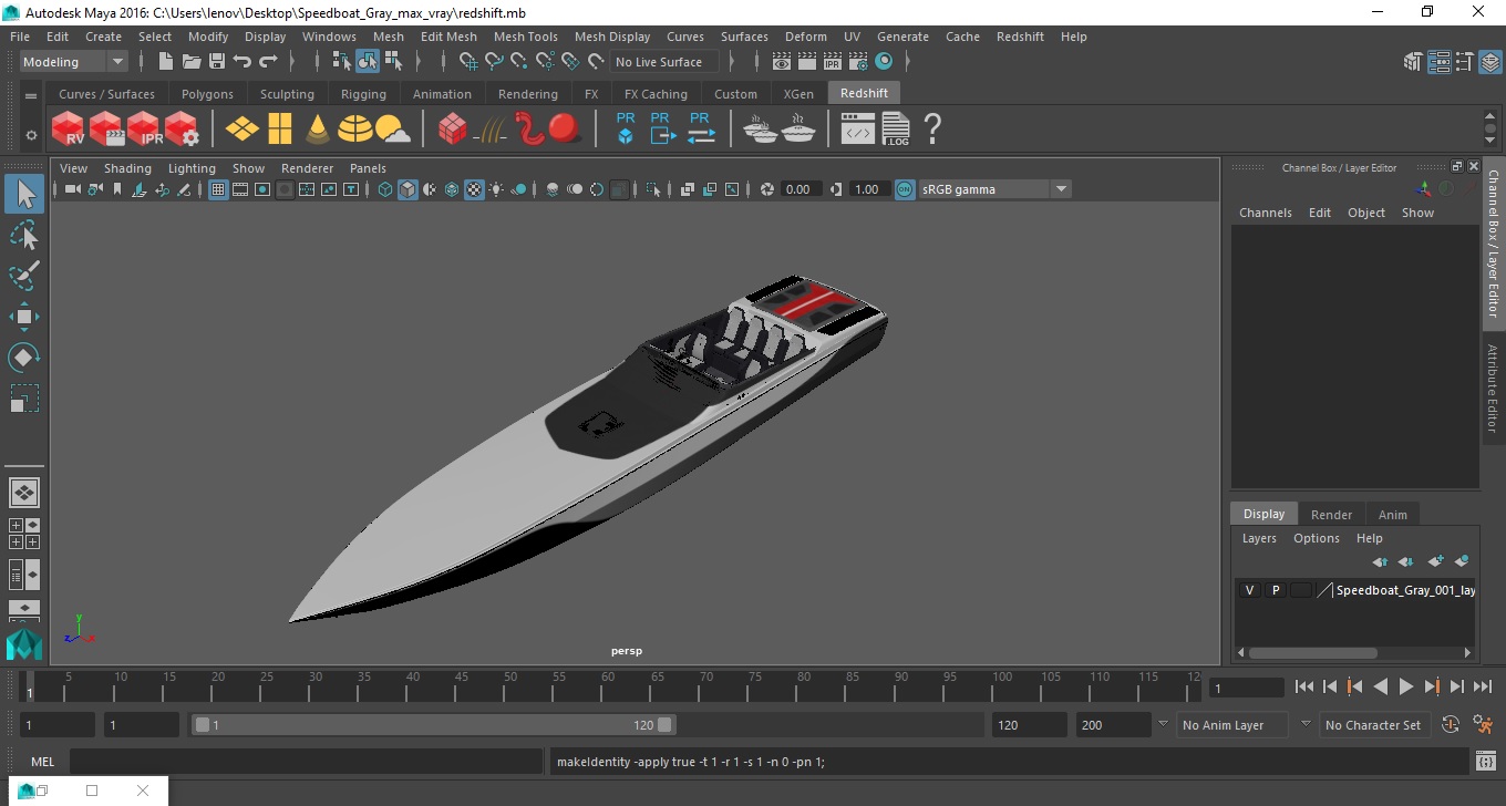 Speedboat Gray 3D model
