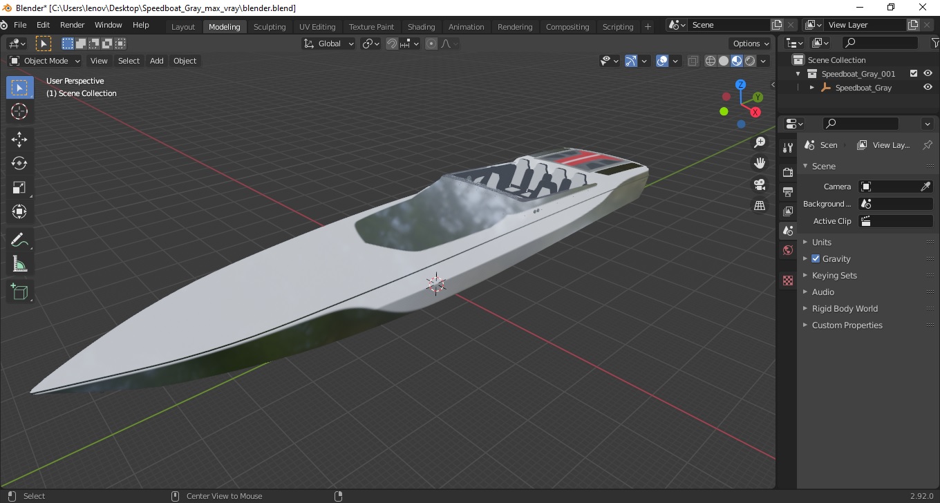 Speedboat Gray 3D model