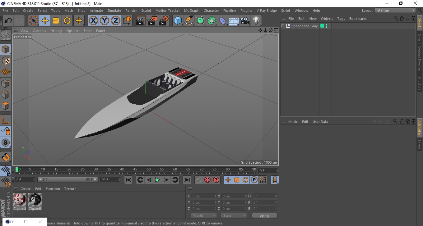 Speedboat Gray 3D model