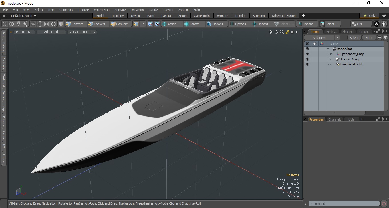 Speedboat Gray 3D model