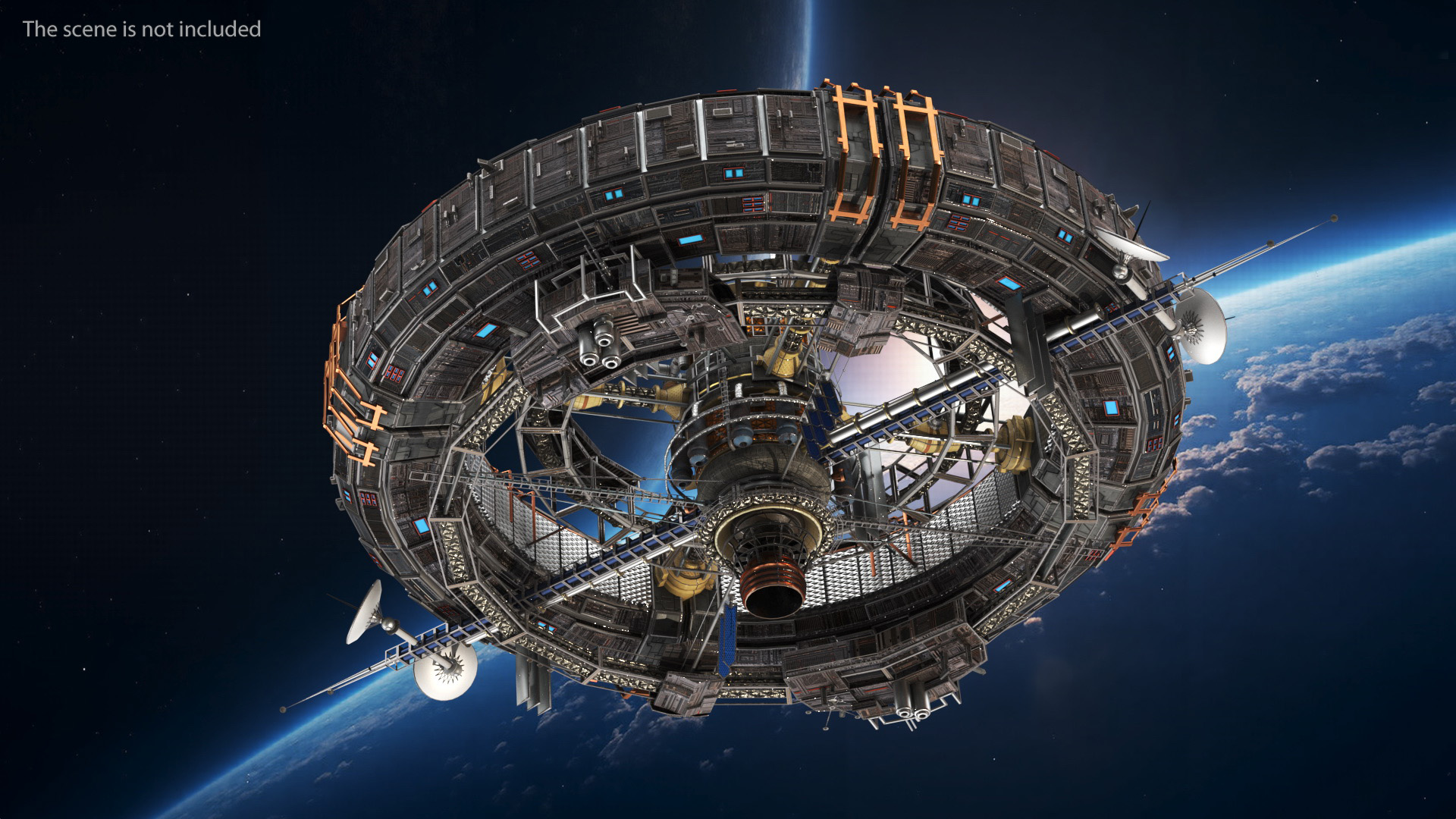 3D model Futuristic Sci Fi Space Station Orbiting Mars