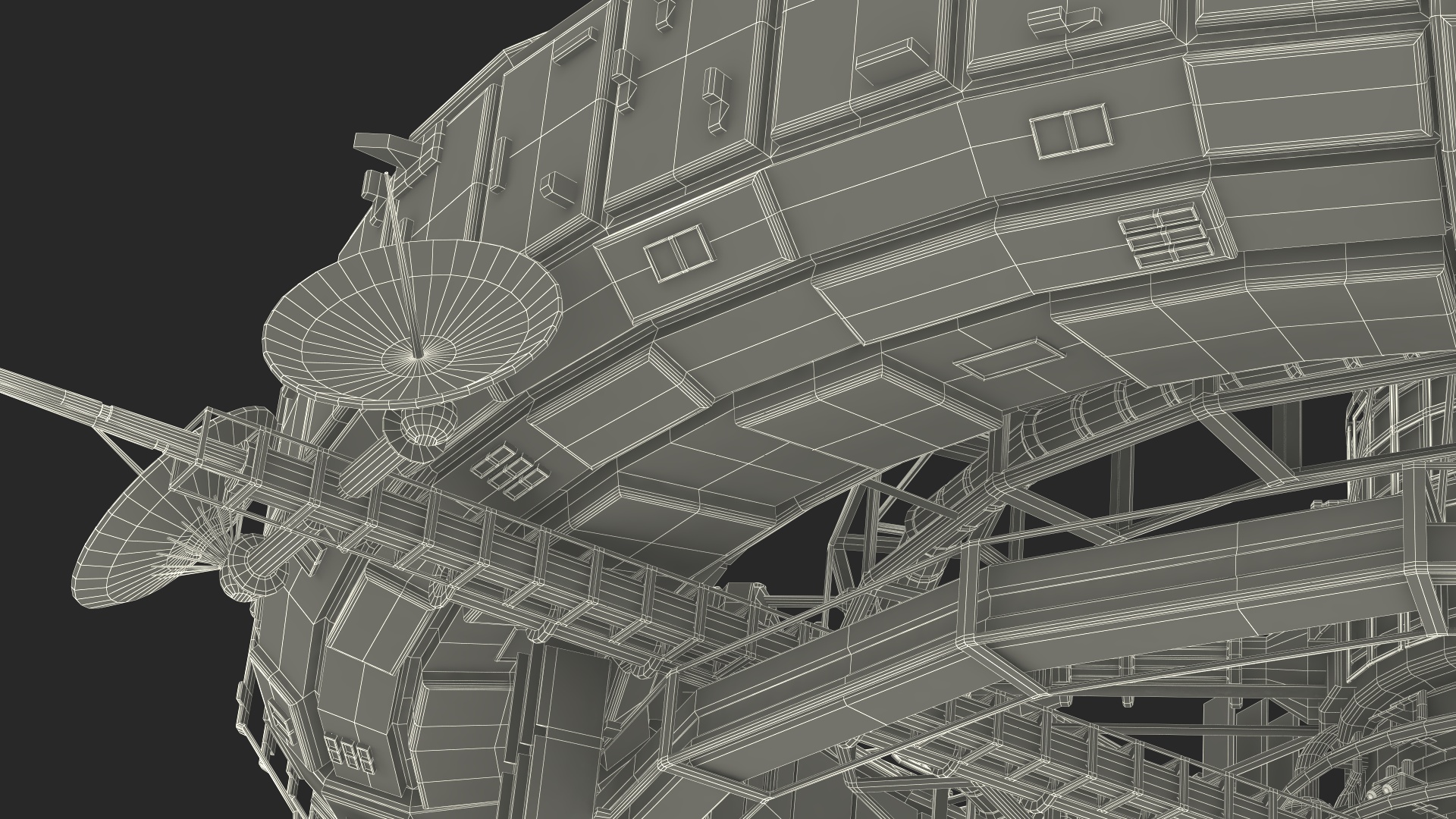 3D model Futuristic Sci Fi Space Station Orbiting Mars
