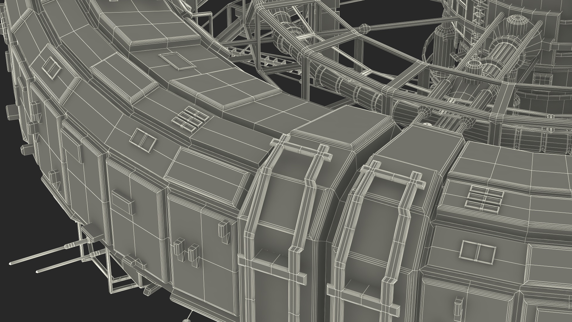 3D model Futuristic Sci Fi Space Station Orbiting Mars