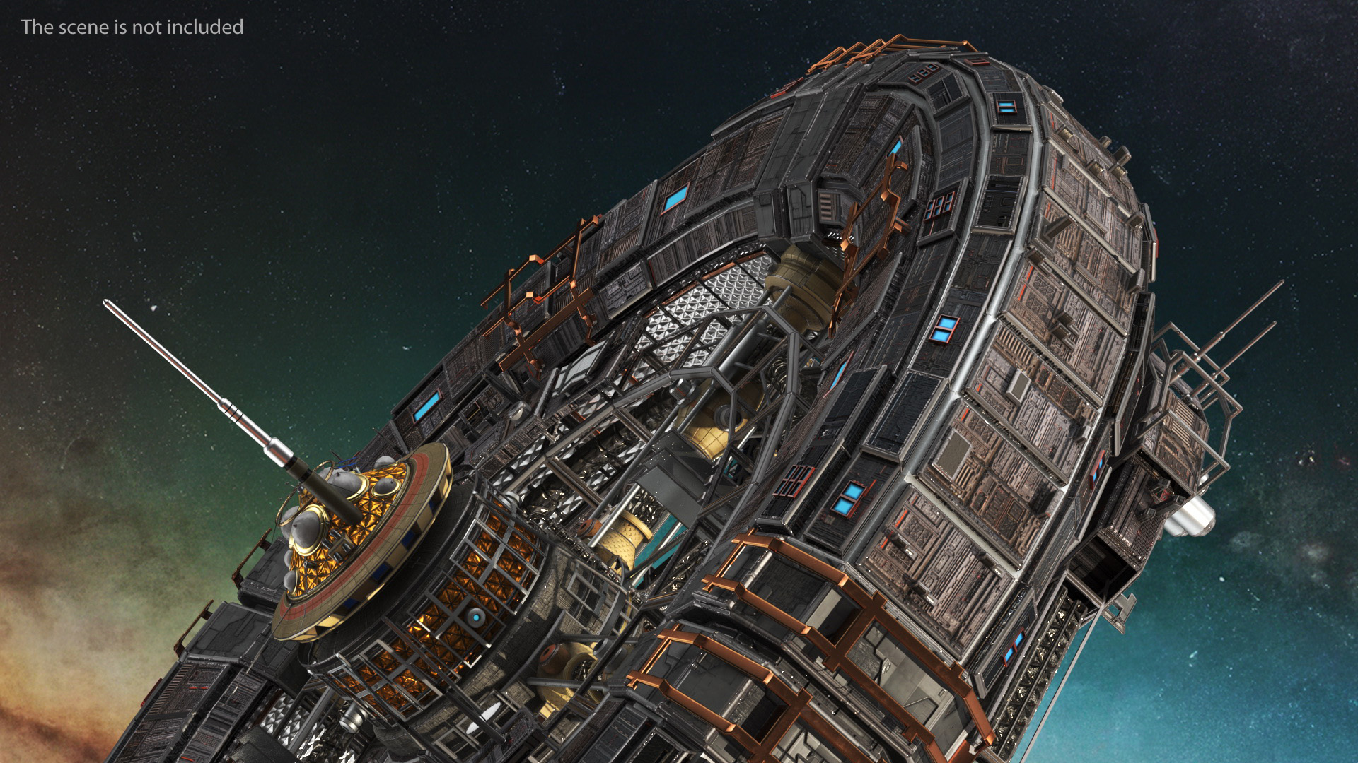 3D model Futuristic Sci Fi Space Station Orbiting Mars