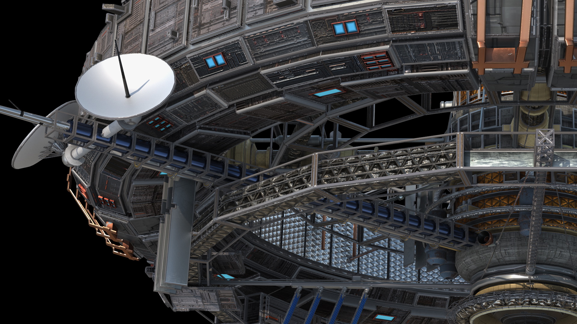 3D model Futuristic Sci Fi Space Station Orbiting Mars
