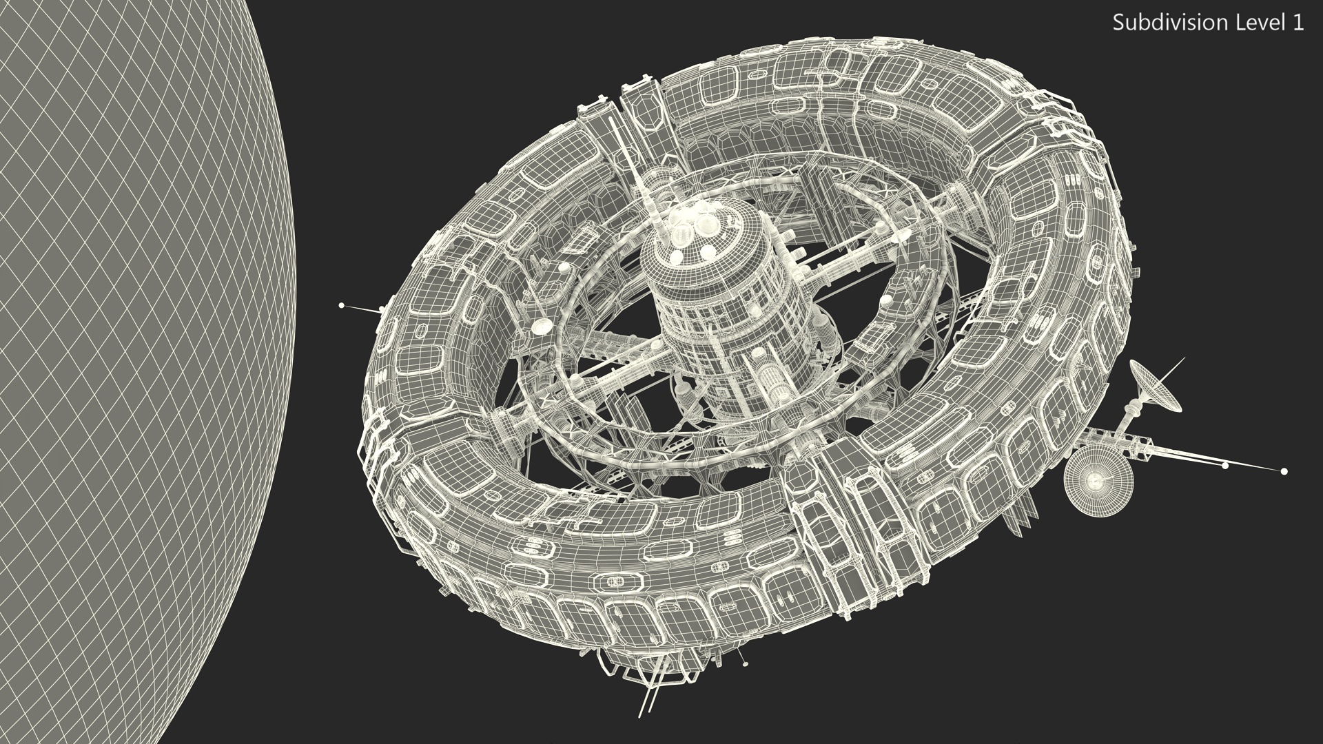 3D model Futuristic Sci Fi Space Station Orbiting Mars