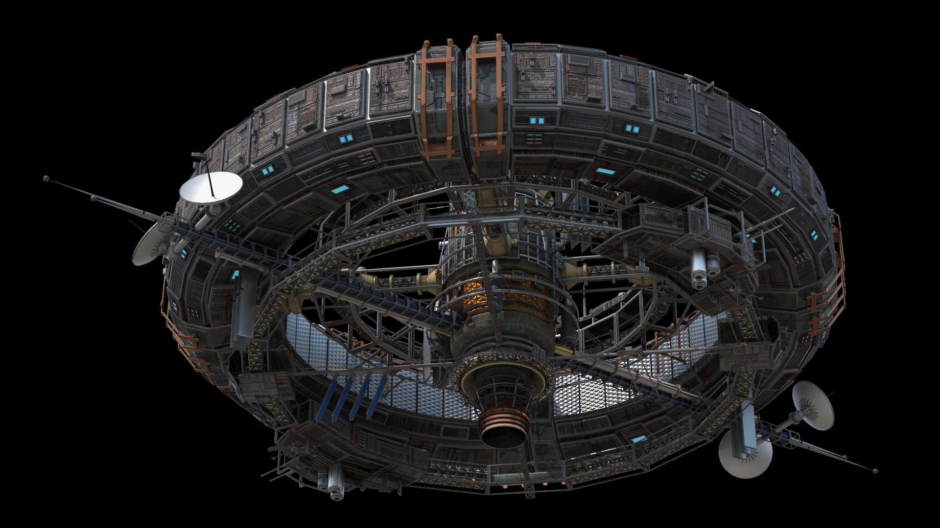 3D model Futuristic Sci Fi Space Station Orbiting Mars