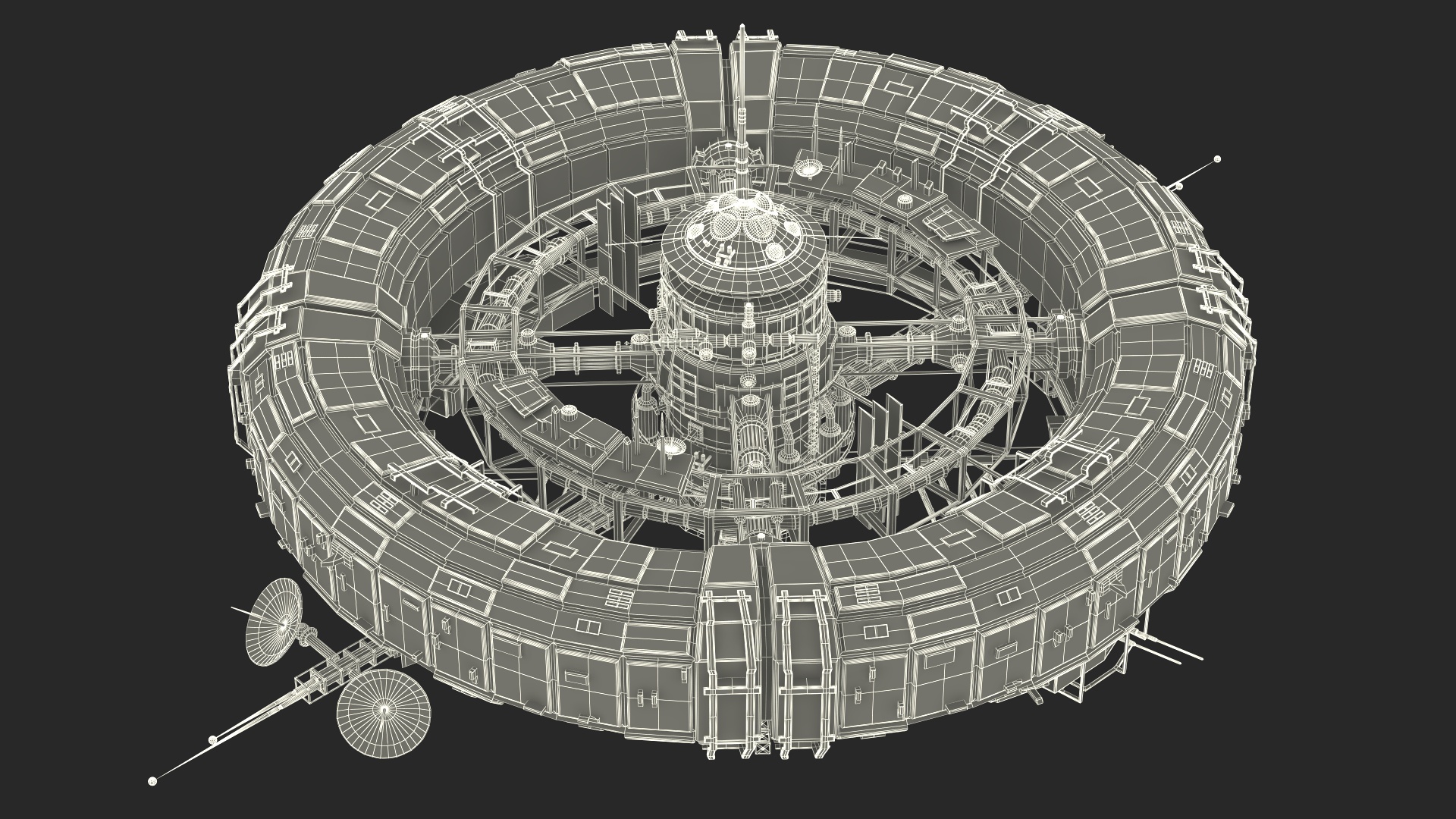 3D model Futuristic Sci Fi Space Station Orbiting Mars