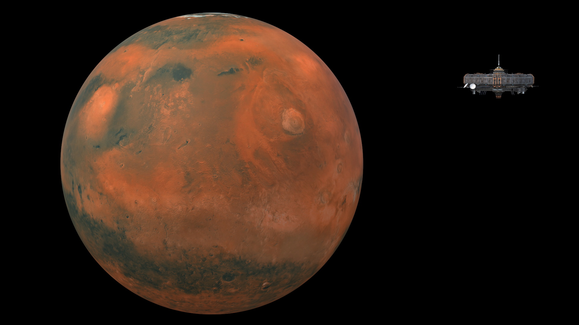 3D model Futuristic Sci Fi Space Station Orbiting Mars