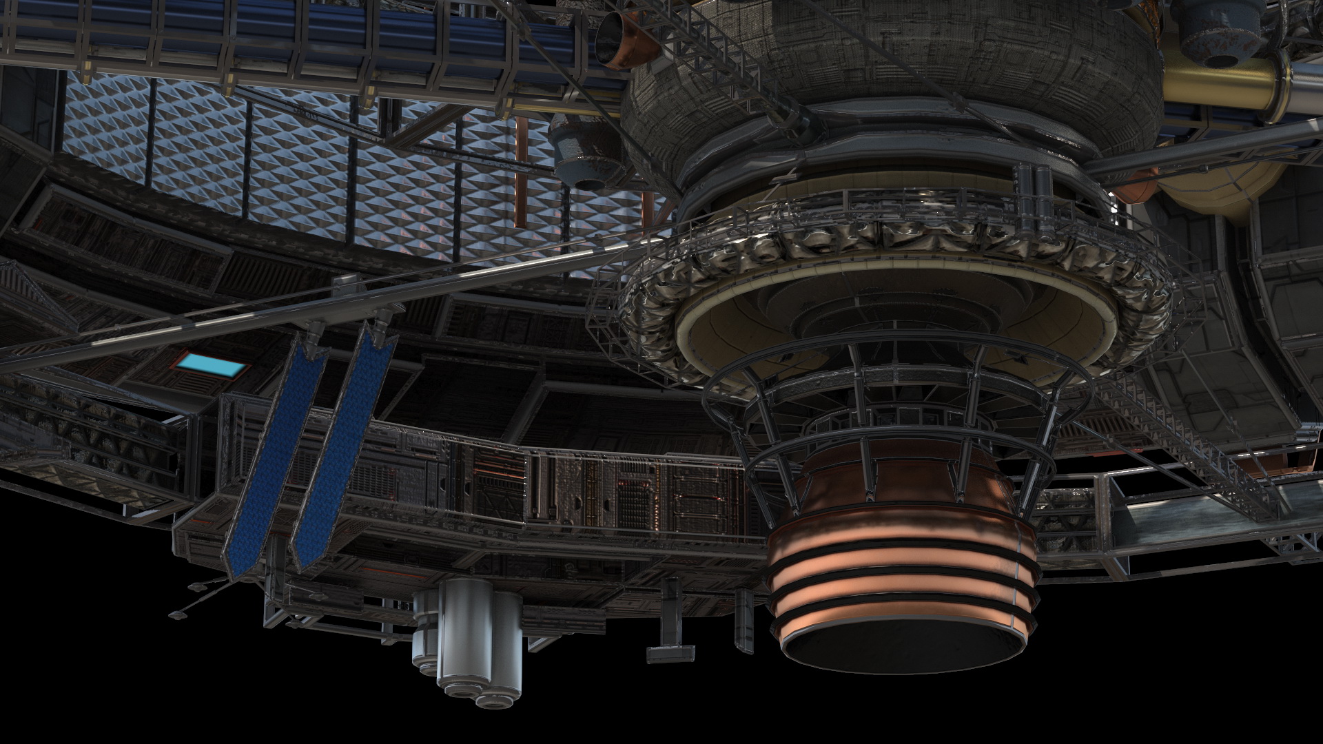 3D model Futuristic Sci Fi Space Station Orbiting Mars
