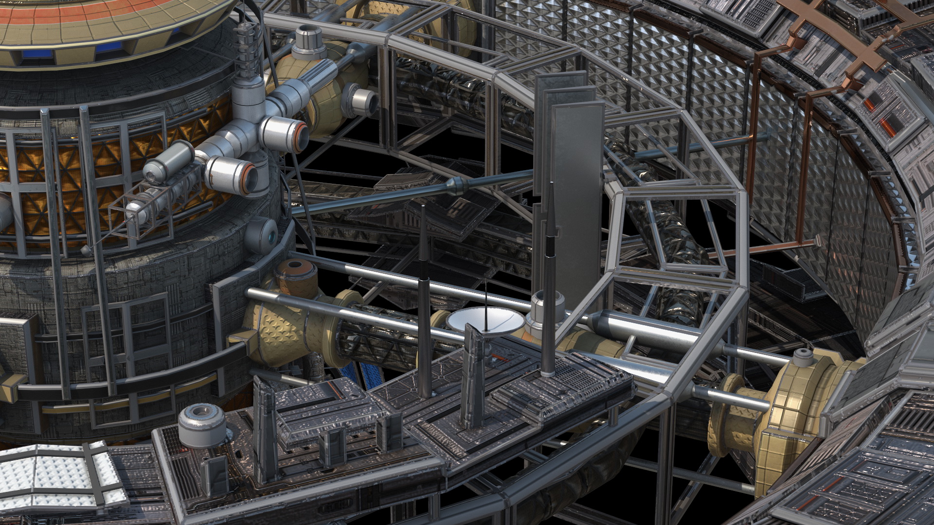 3D model Futuristic Sci Fi Space Station Orbiting Mars
