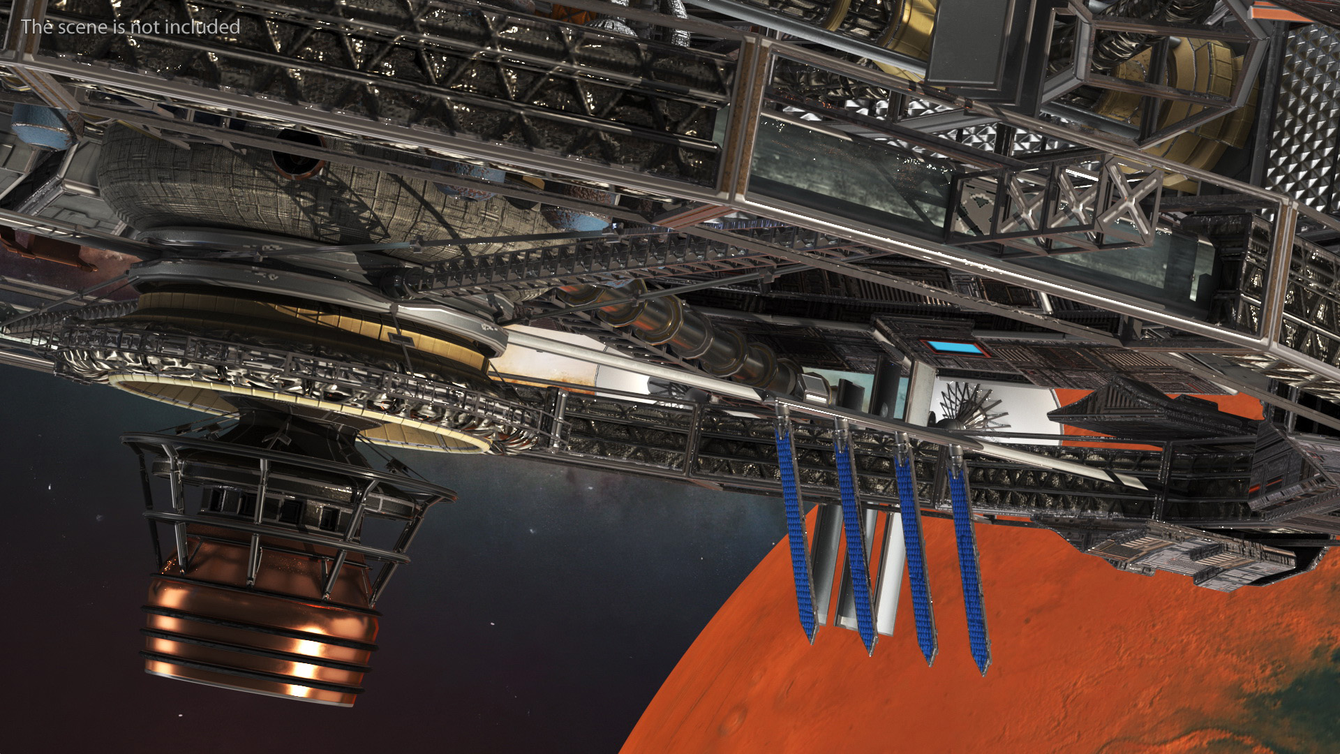 3D model Futuristic Sci Fi Space Station Orbiting Mars