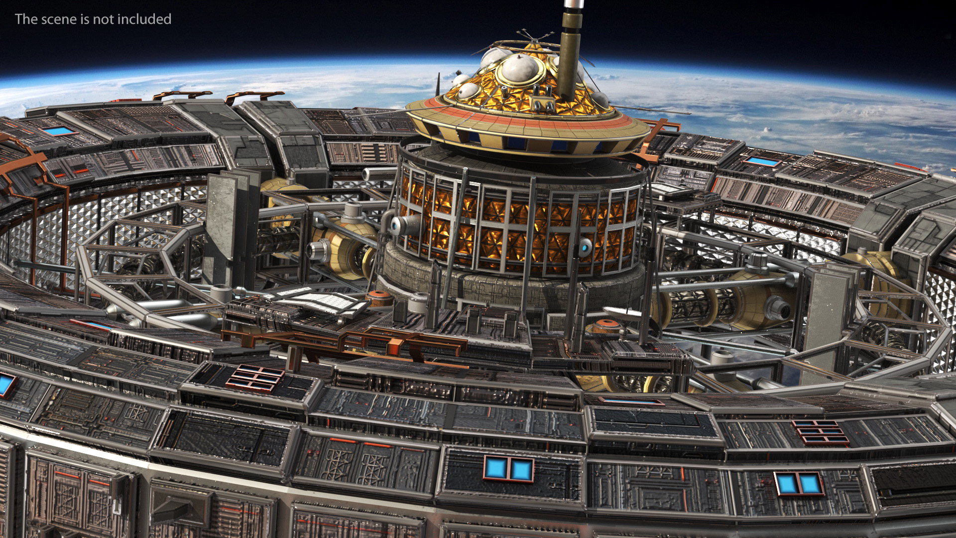 3D model Futuristic Sci Fi Space Station Orbiting Mars