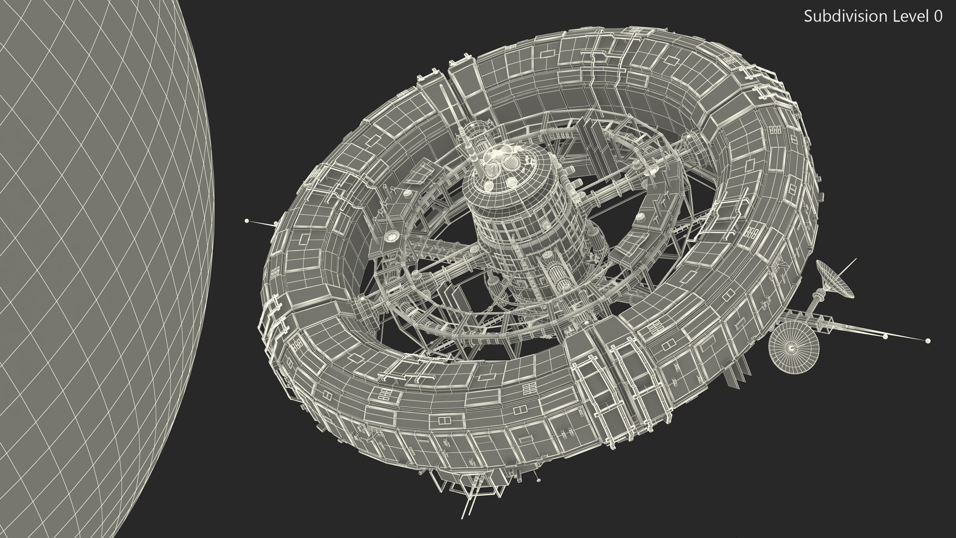 3D model Futuristic Sci Fi Space Station Orbiting Mars