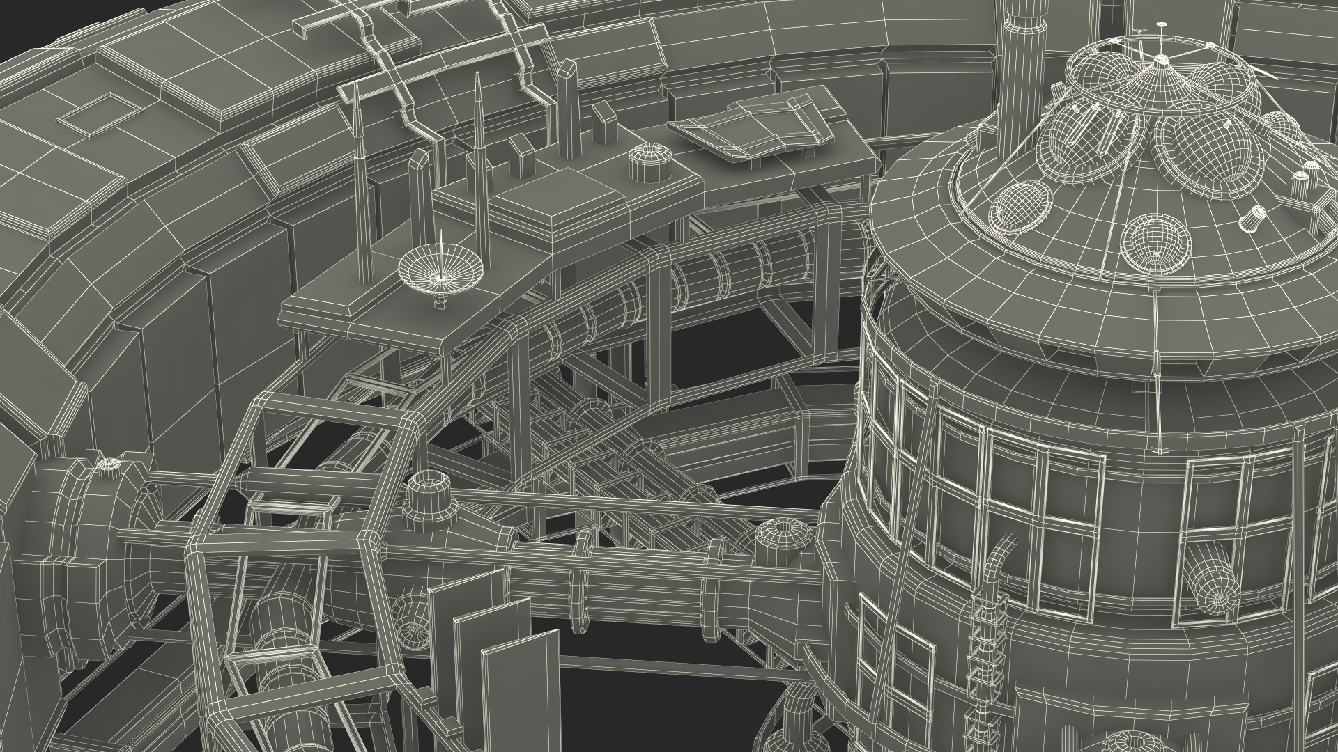 3D model Futuristic Sci Fi Space Station Orbiting Mars